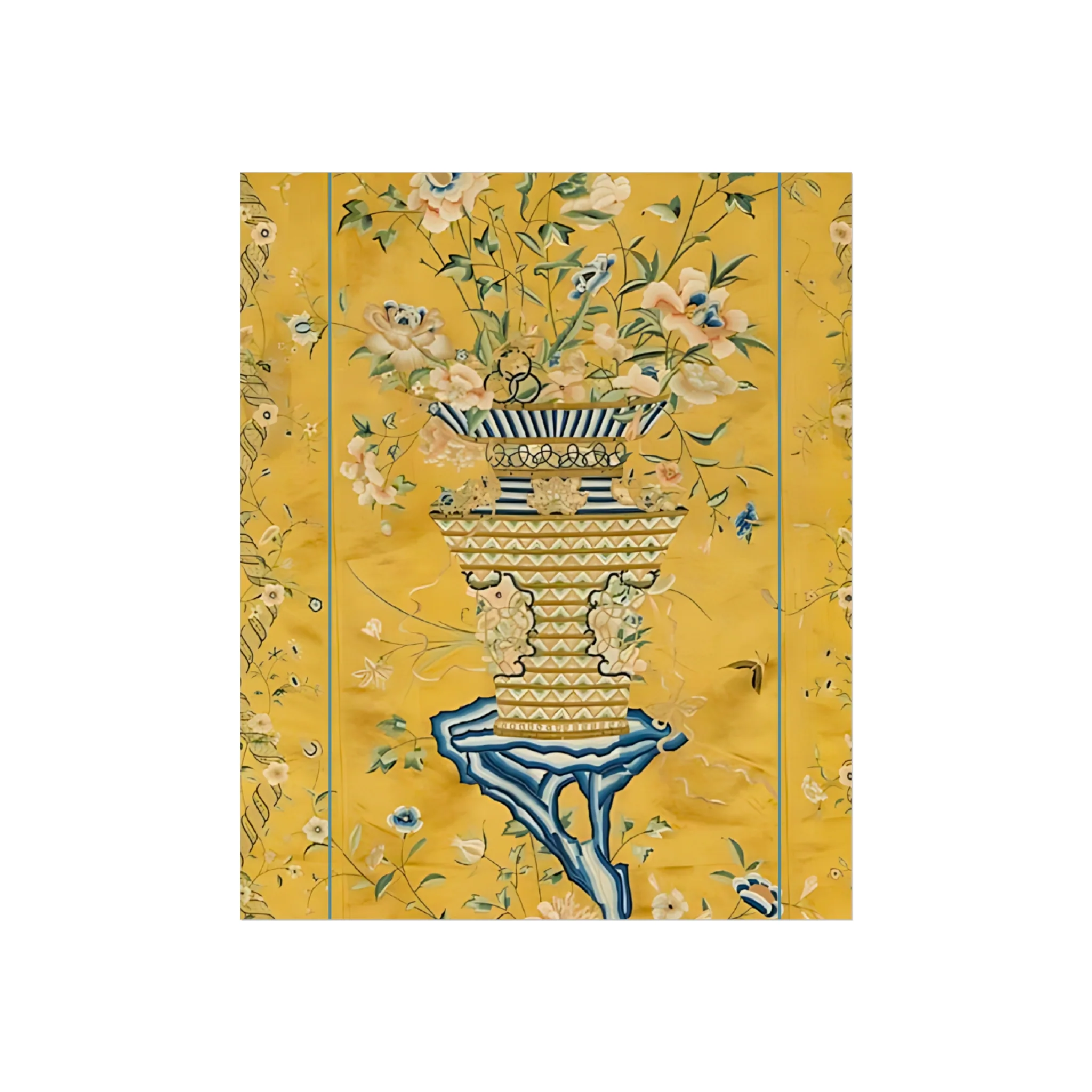 Chinoiserie Floral Vase Fine Art Poster - Yellow - Image 3