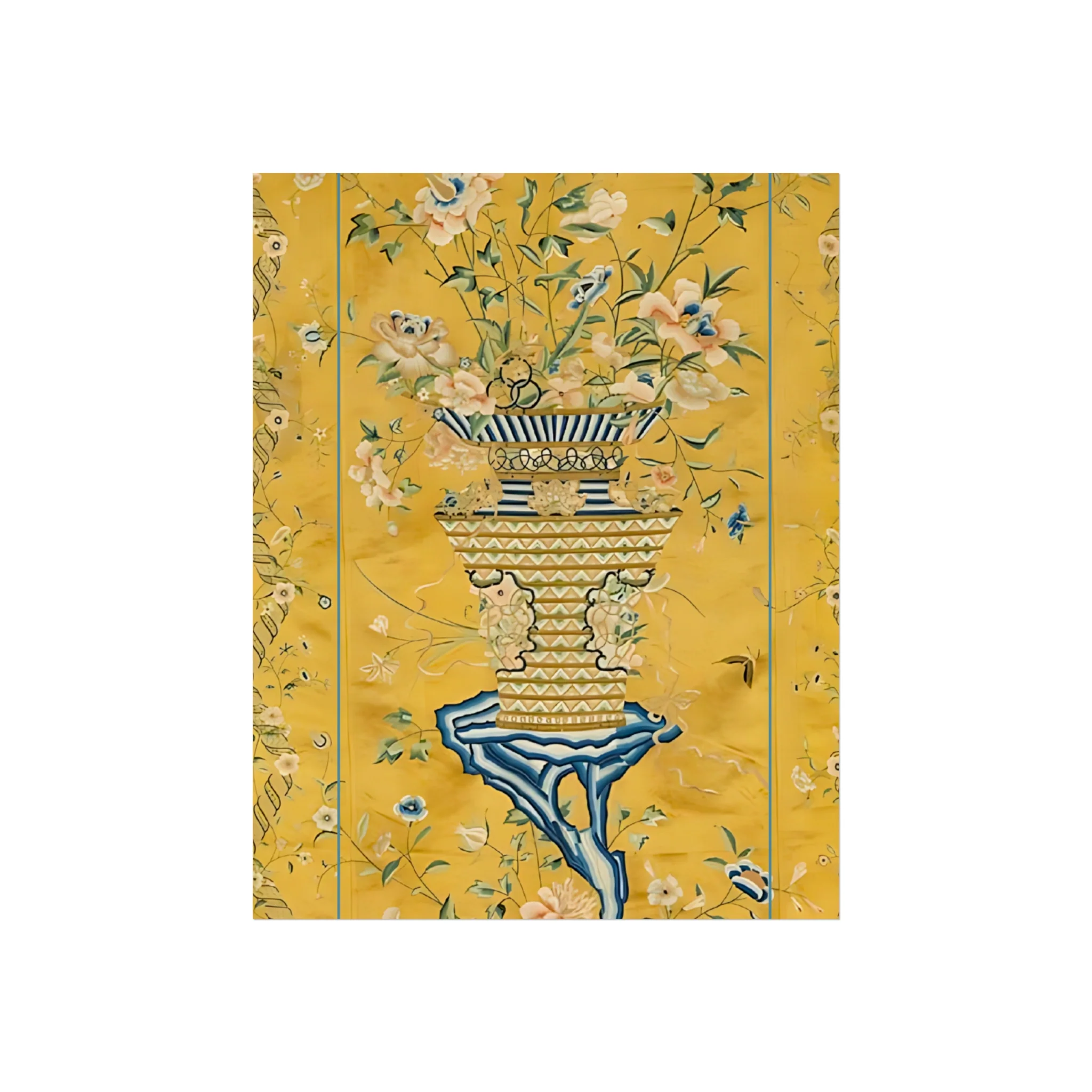 Chinoiserie Floral Vase Fine Art Poster - Yellow - Image 4