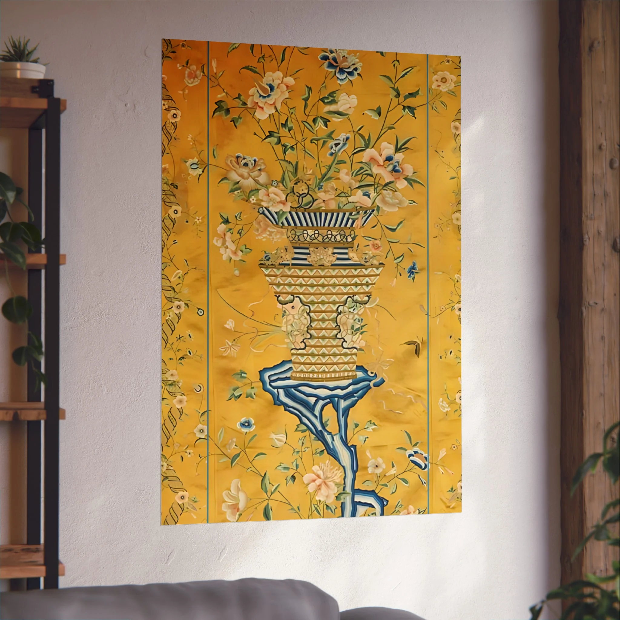 Chinoiserie Floral Vase Fine Art Poster - Yellow - Image 48