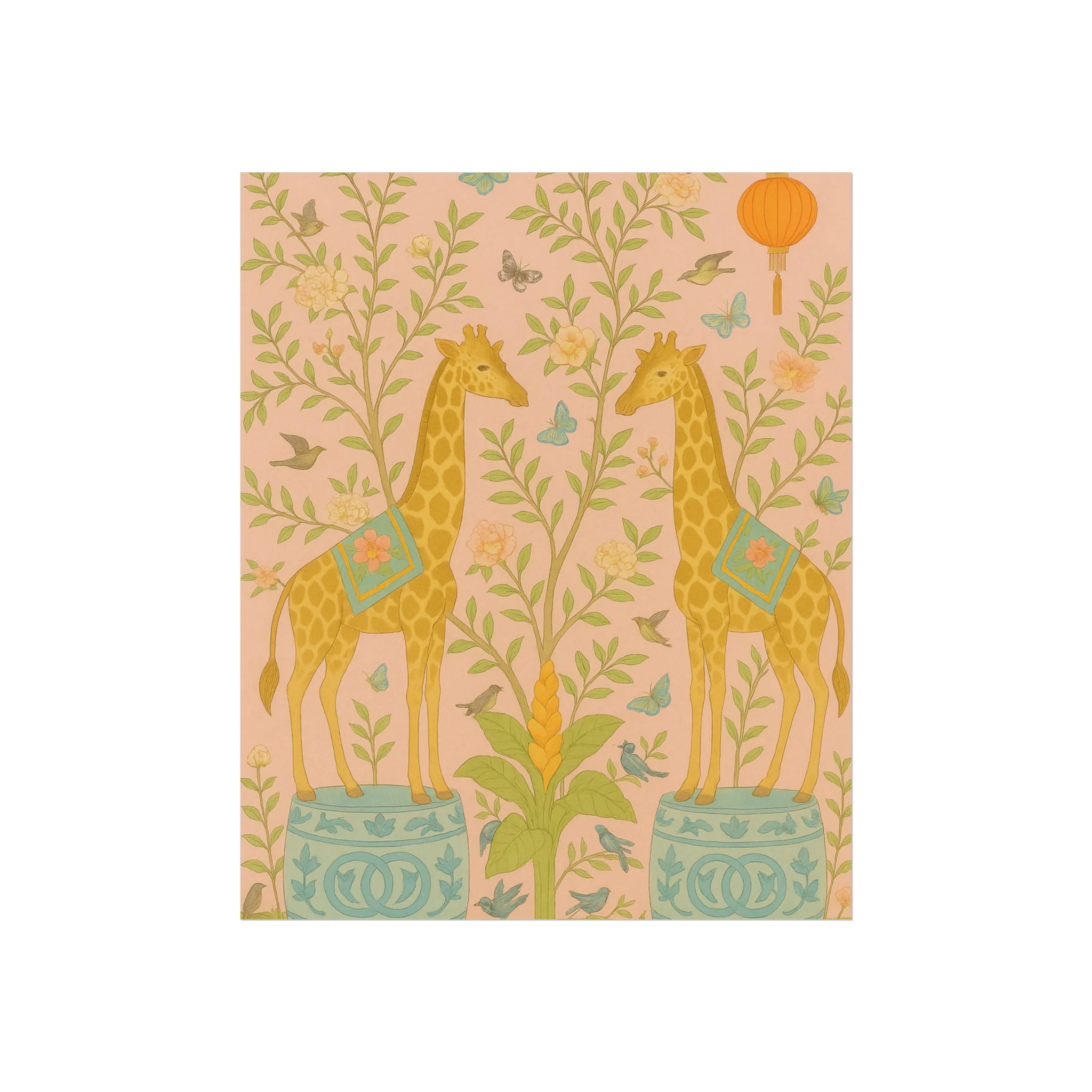 Chinoiserie Giraffe Twins Fine Art Poster - Image 3