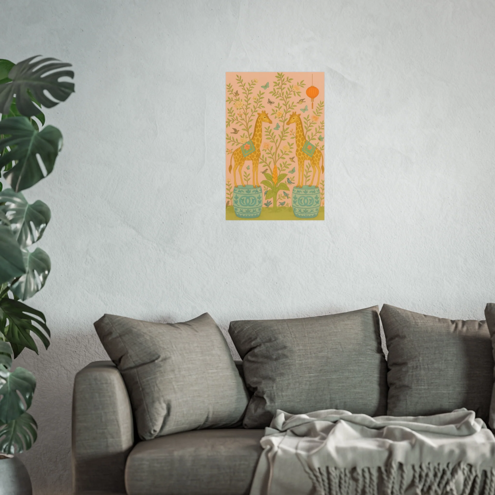 Chinoiserie Giraffe Twins Fine Art Poster - Image 33