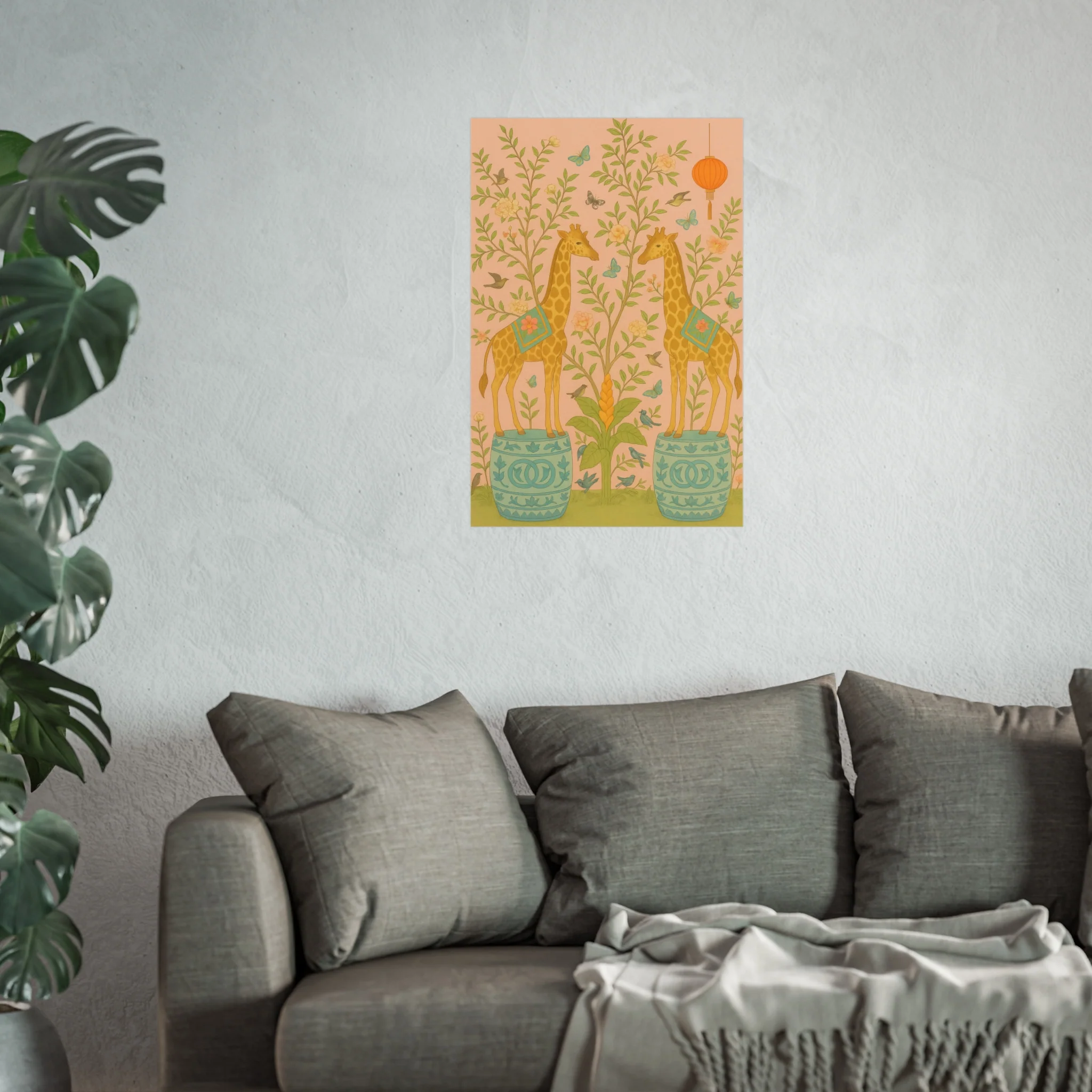 Chinoiserie Giraffe Twins Fine Art Poster - Image 37