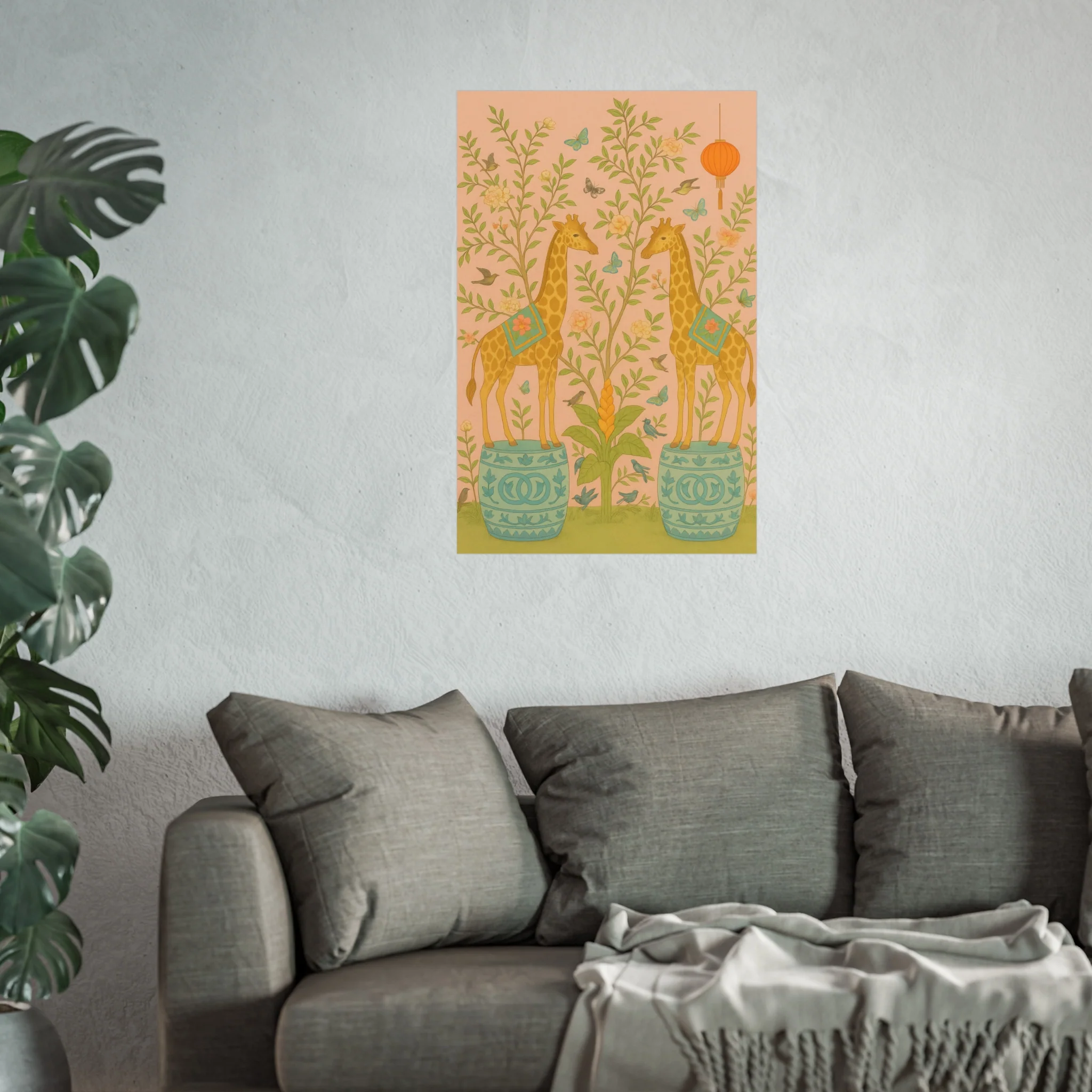 Chinoiserie Giraffe Twins Fine Art Poster - Image 39
