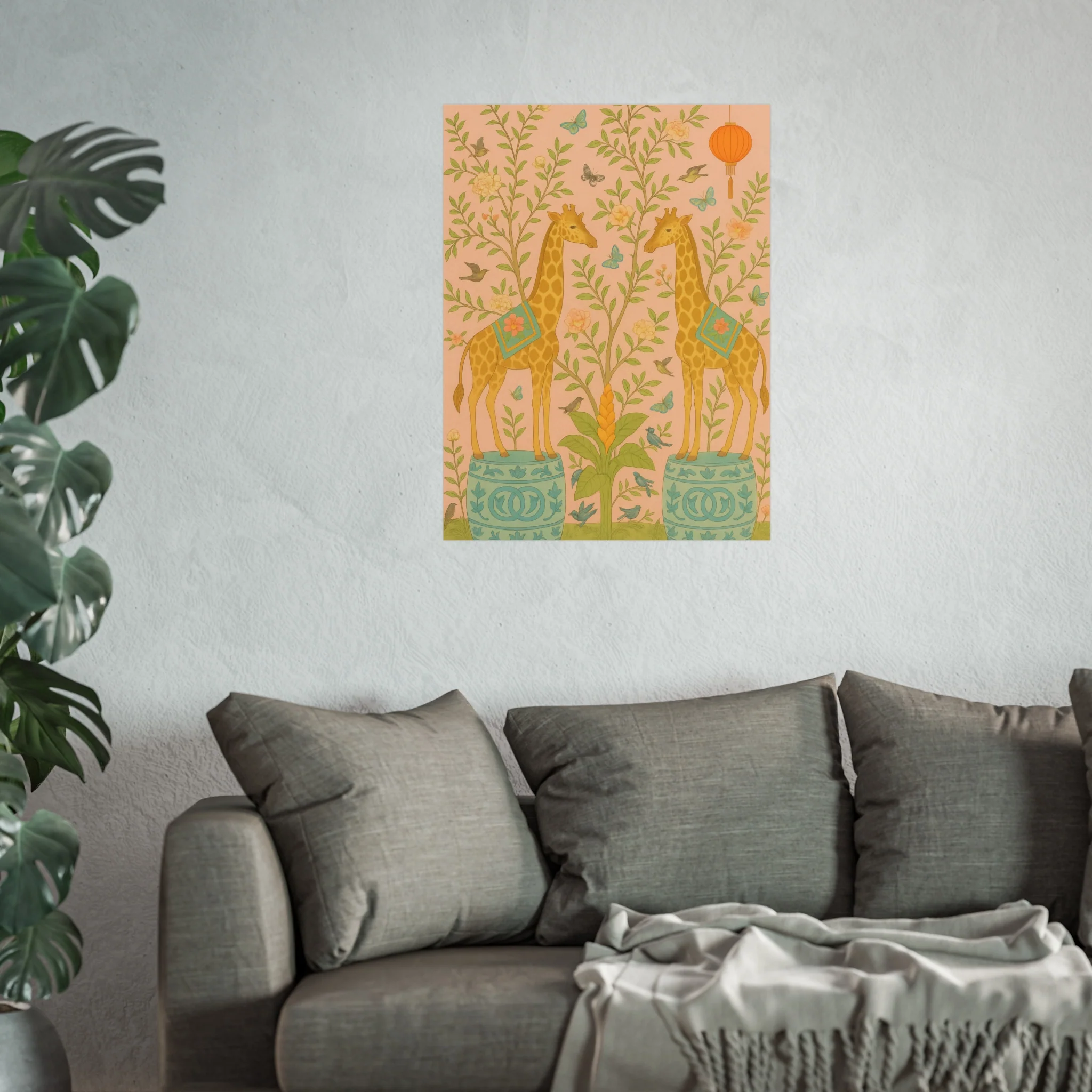 Chinoiserie Giraffe Twins Fine Art Poster - Image 41