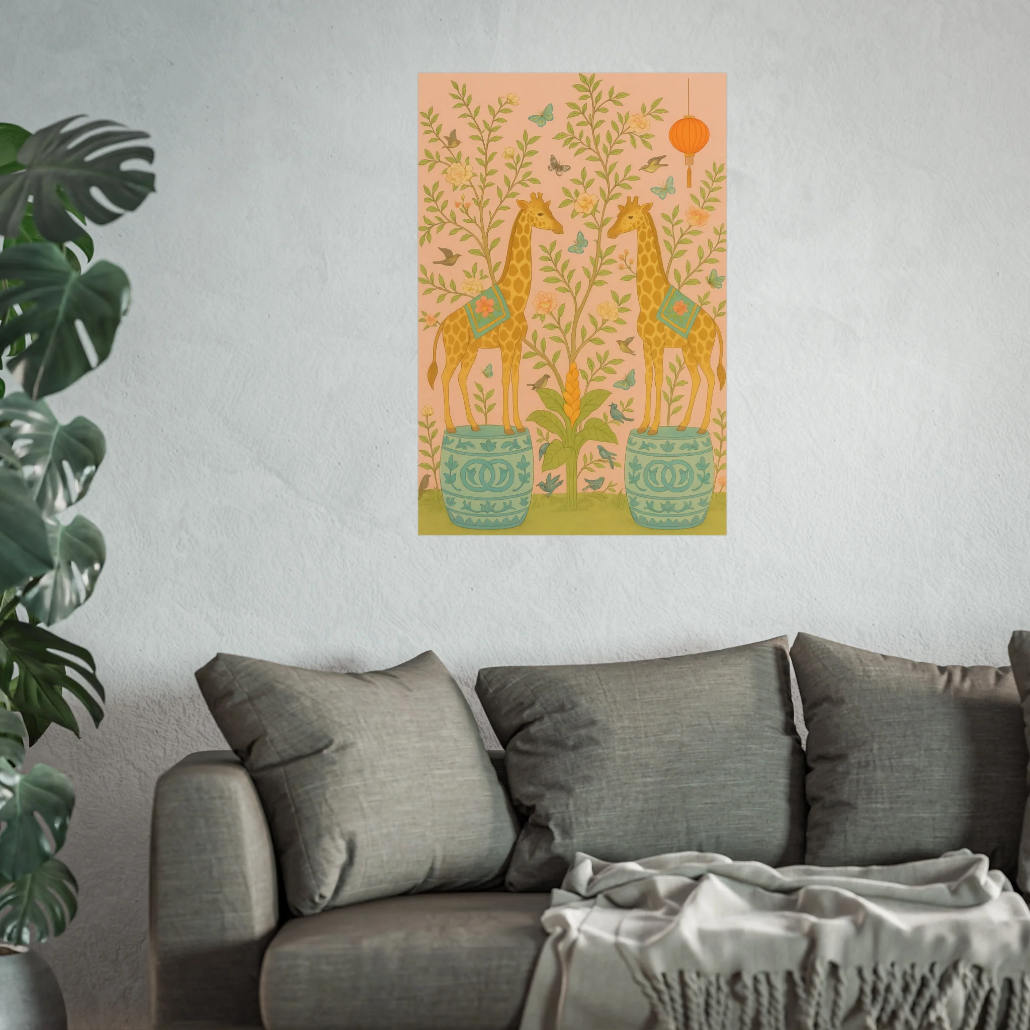 Chinoiserie Giraffe Twins Fine Art Poster - Image 43