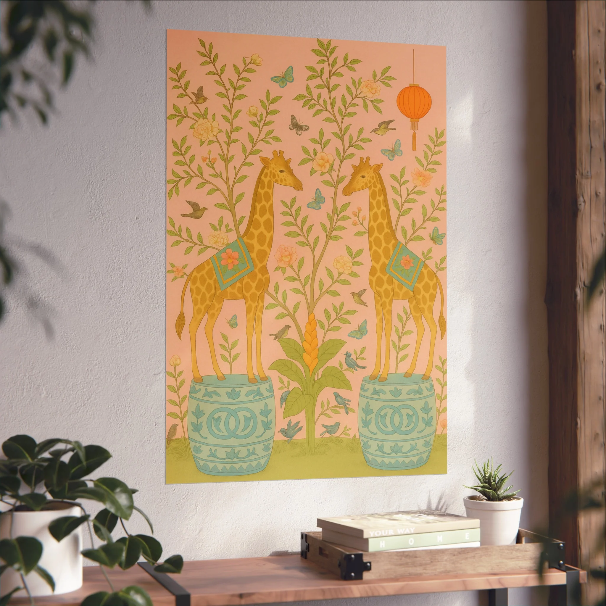 Chinoiserie Giraffe Twins Fine Art Poster - Image 44