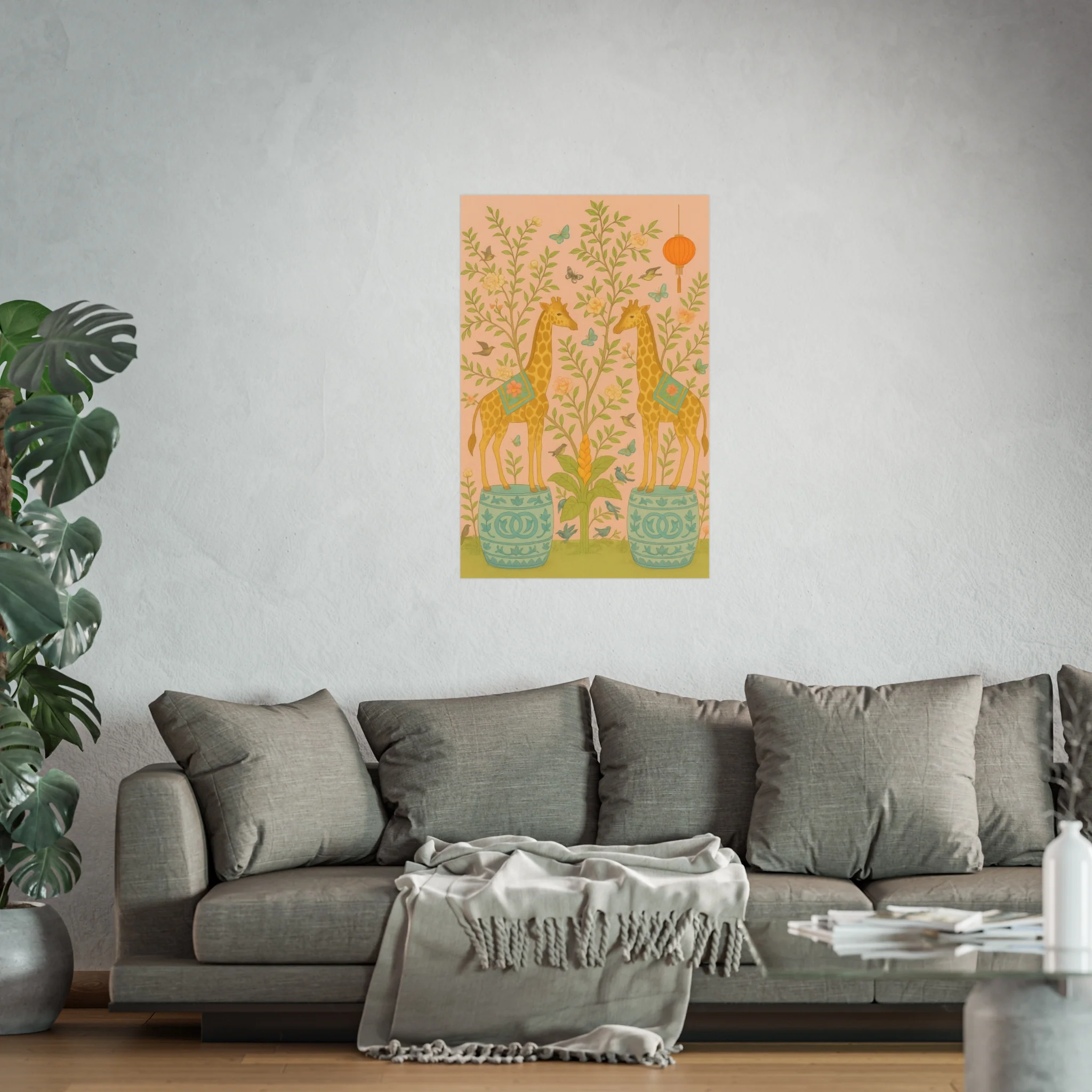 Chinoiserie Giraffe Twins Fine Art Poster - Image 45