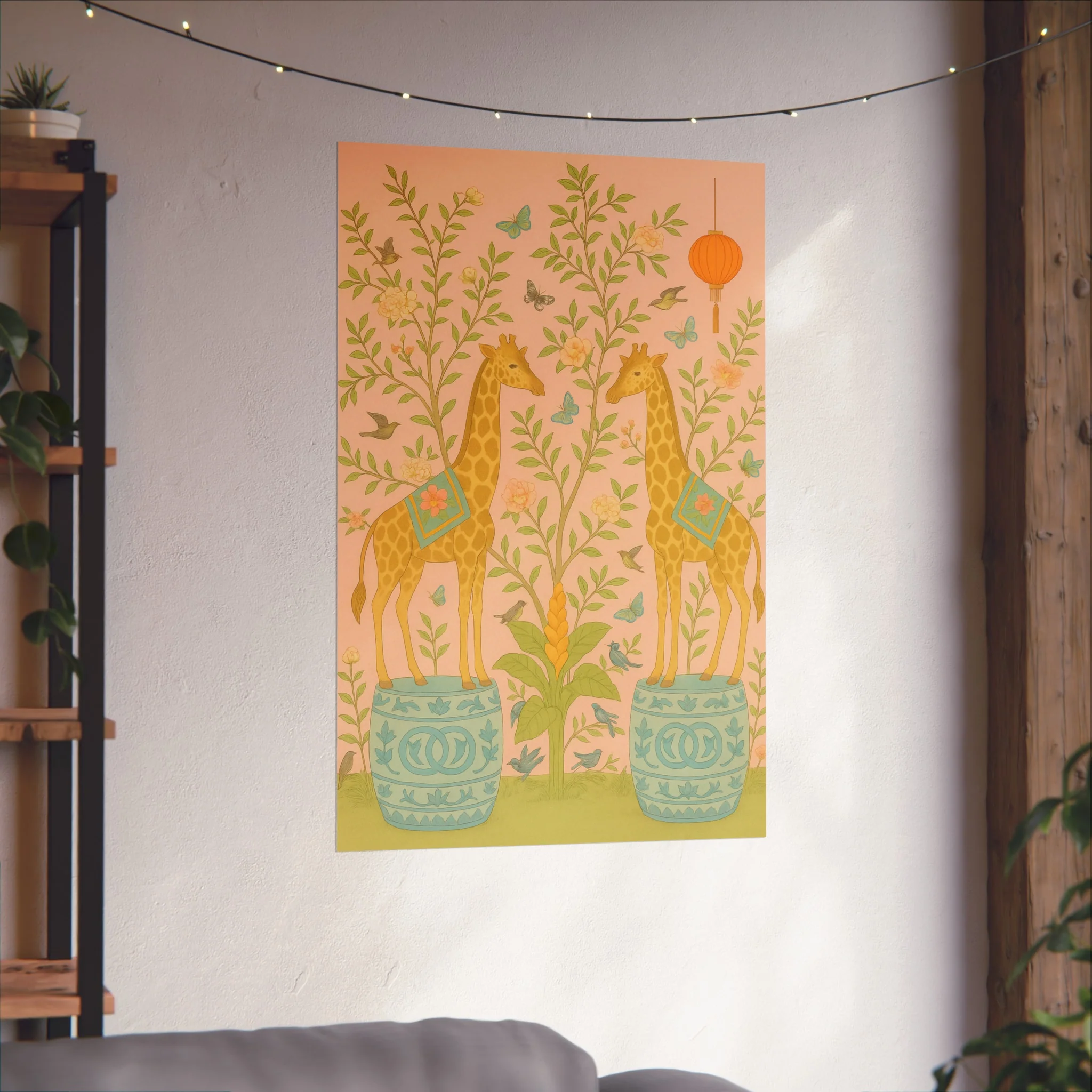 Chinoiserie Giraffe Twins Fine Art Poster - Image 46