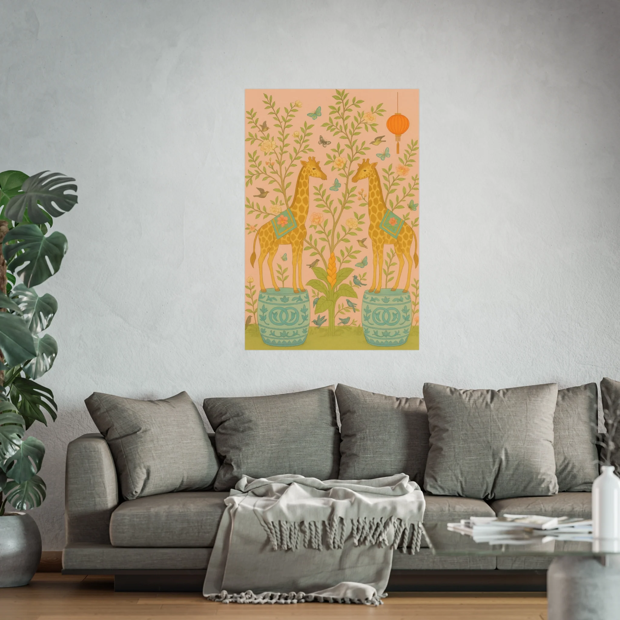 Chinoiserie Giraffe Twins Fine Art Poster - Image 47