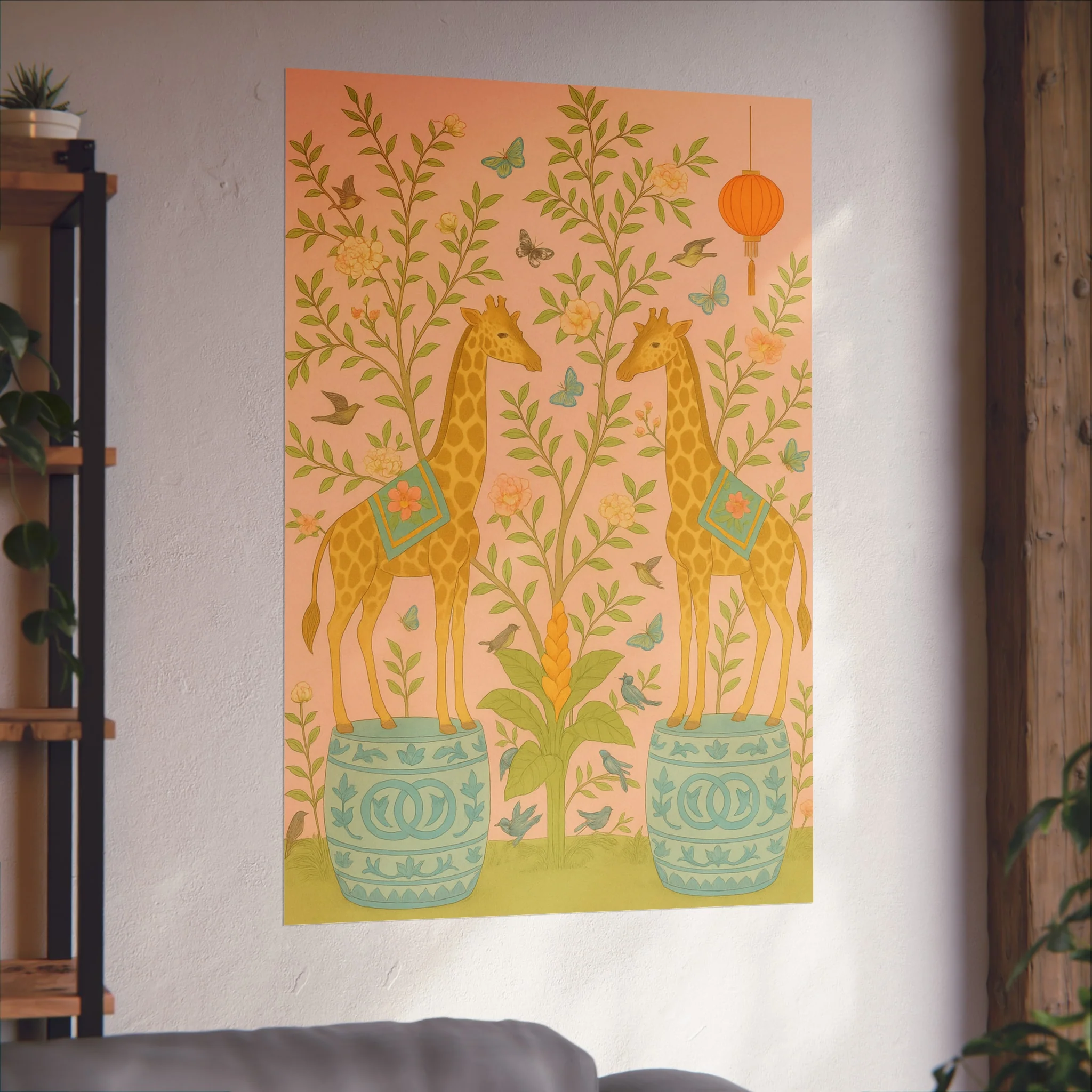 Chinoiserie Giraffe Twins Fine Art Poster - Image 48