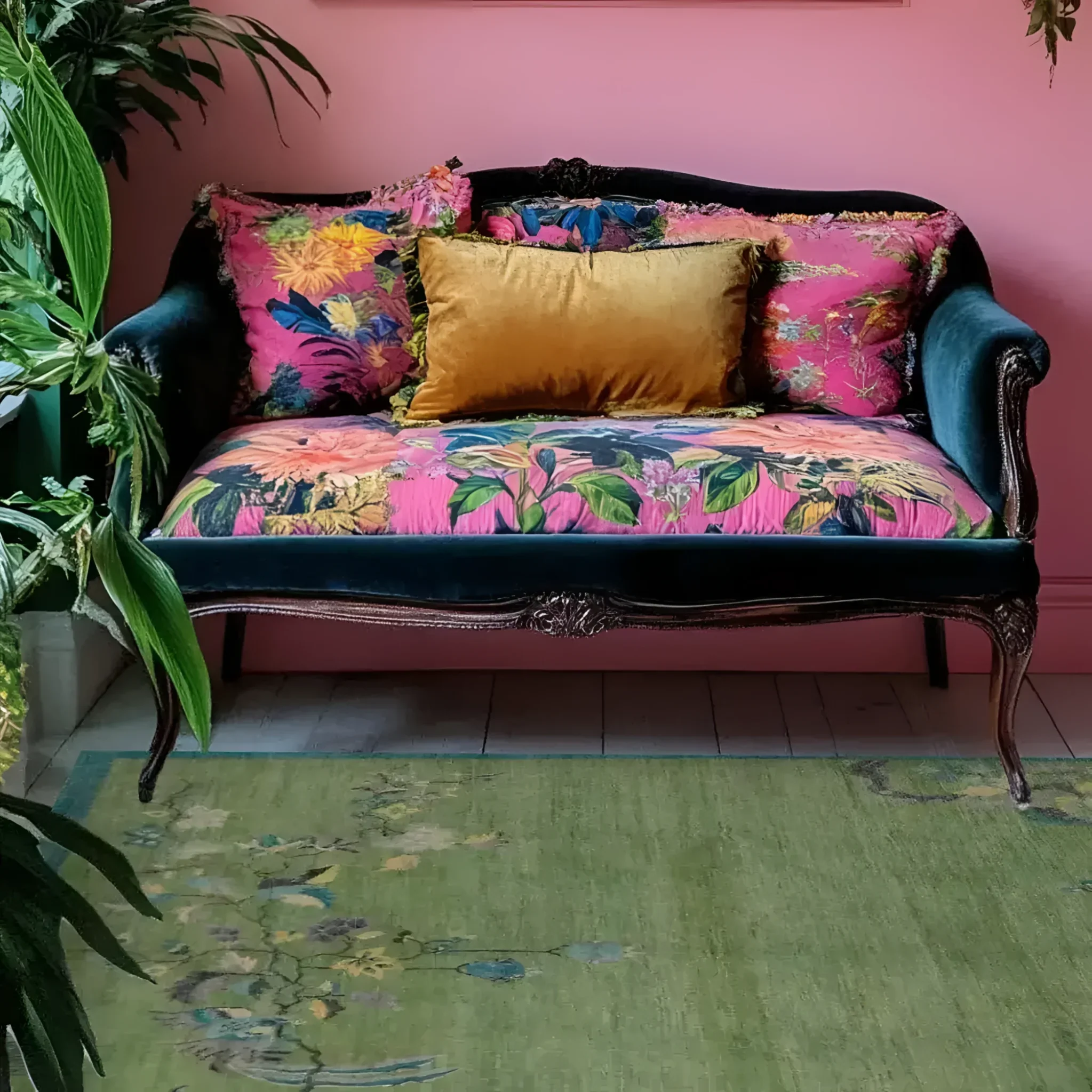 Chinoiserie Peacock in Green Field Wool Hand Knotted Area Rug - Image 6