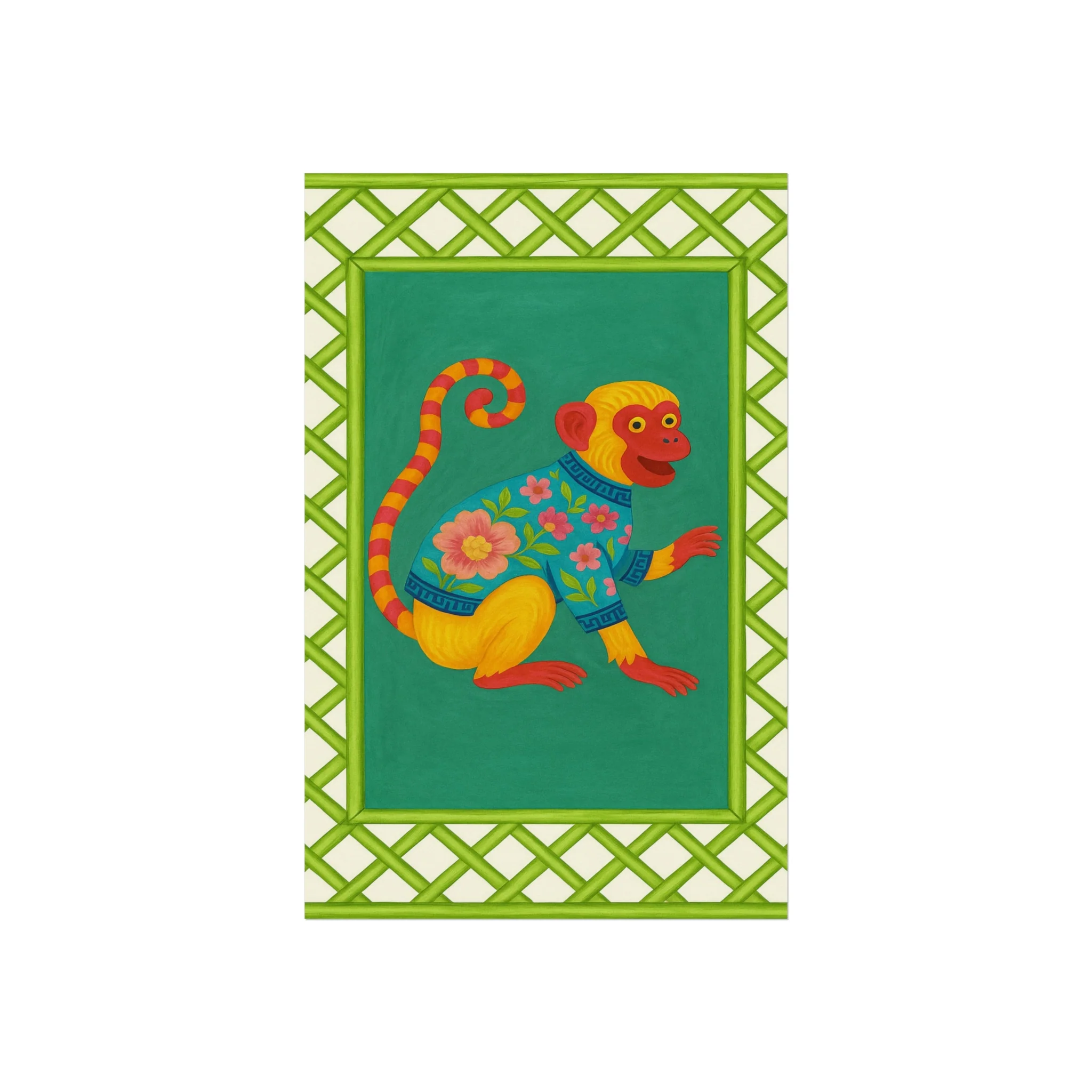 Chinoiserie Playful Monkey Fine Art Poster - Image 5