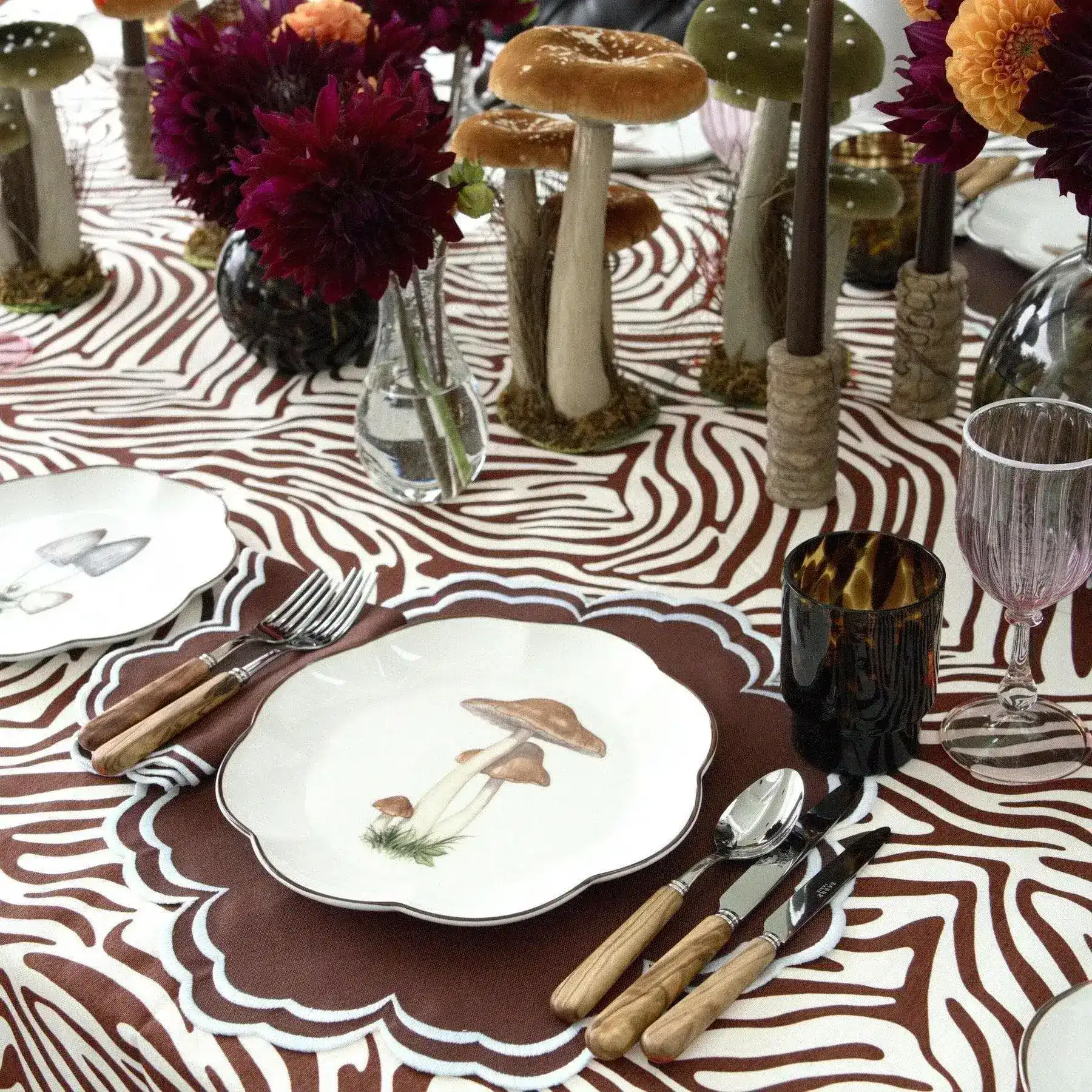 Chocolate Embroidered Placemats and Napkins Set - Image 2
