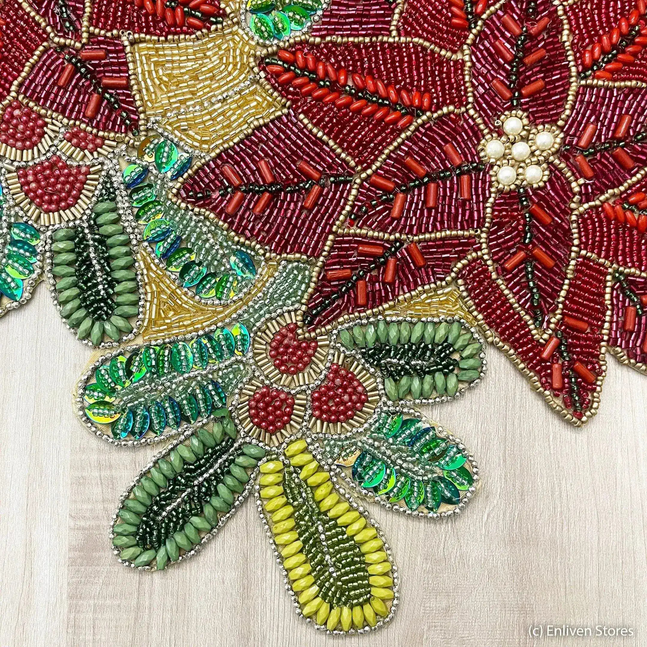 Christmas Flowers Beaded Table Runner - Poinsettia - Image 4