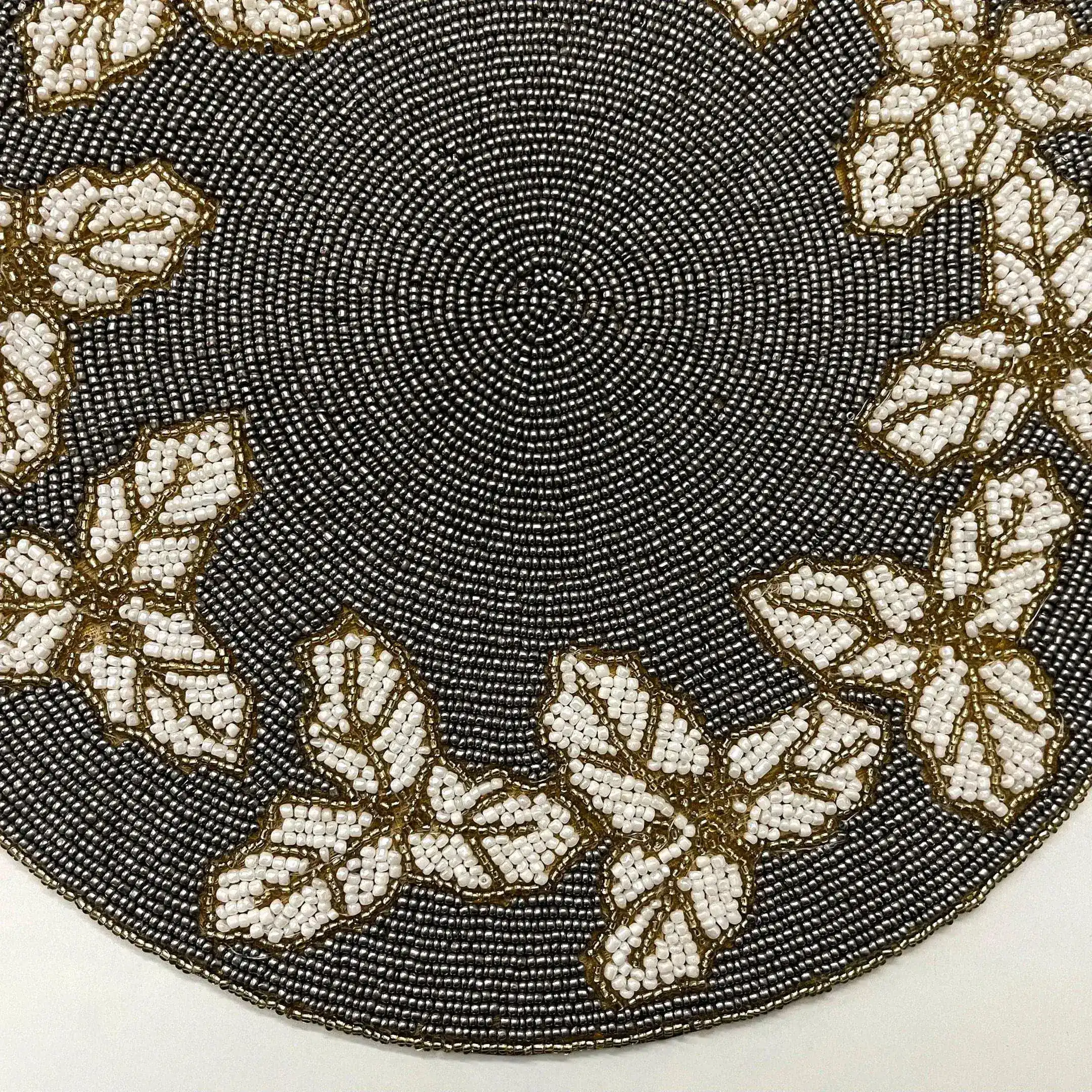 Christmas Holly Berry Round Beaded Placemat - Mercury - Image 3