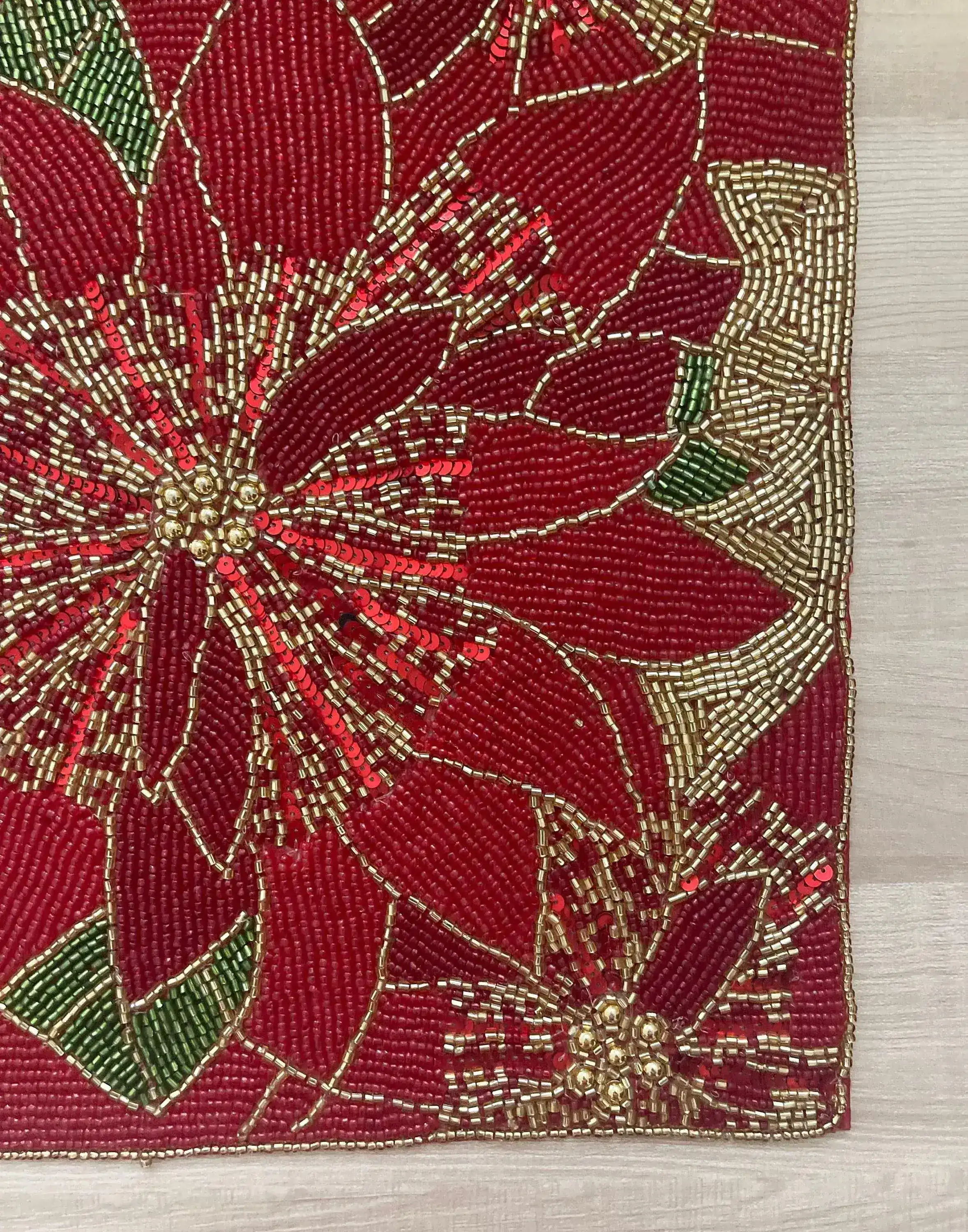 Christmas Poinsettia Square Beaded Placemat - Image 6