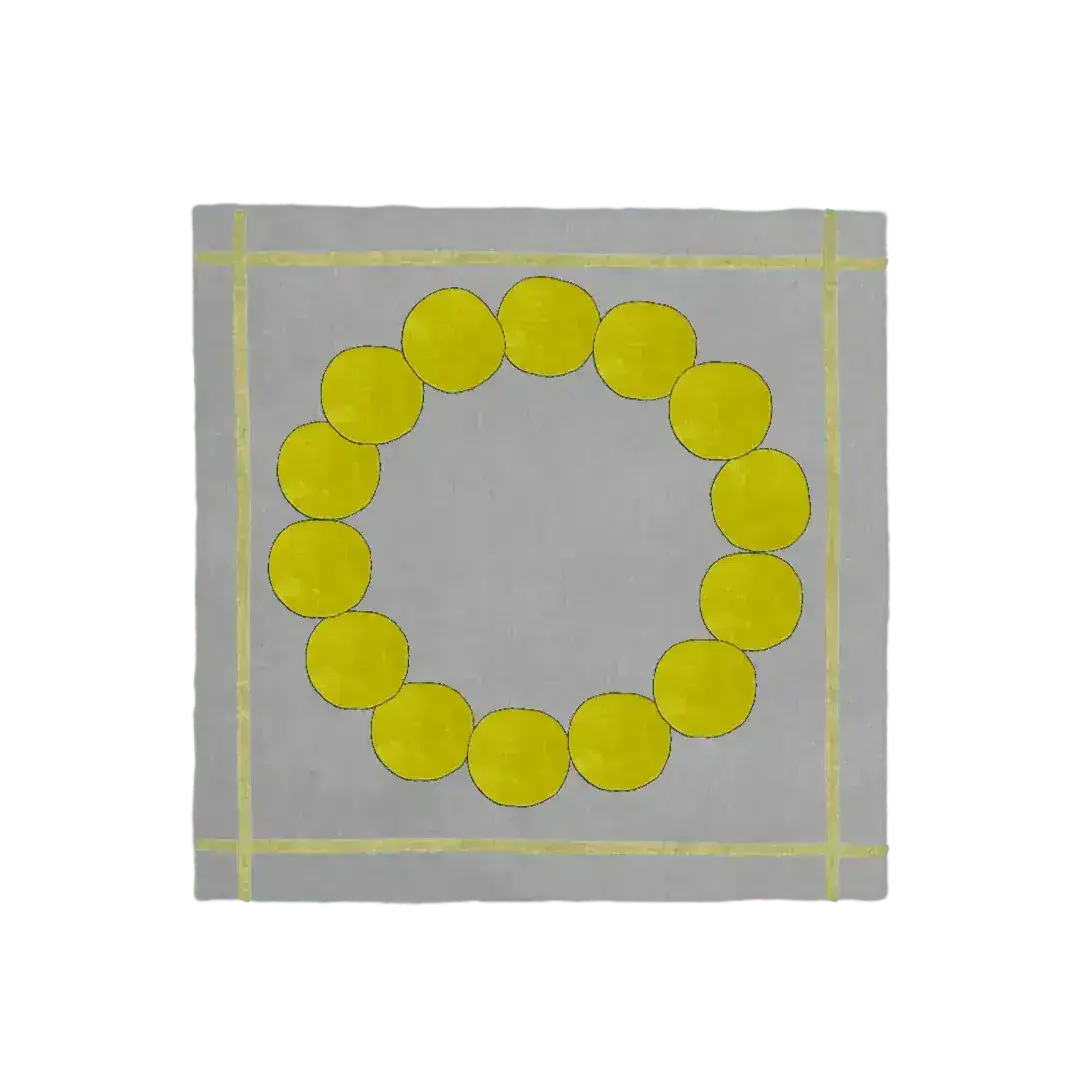Circle of Suns Square Hand Tufted Wool Rug - Gray - Image 6