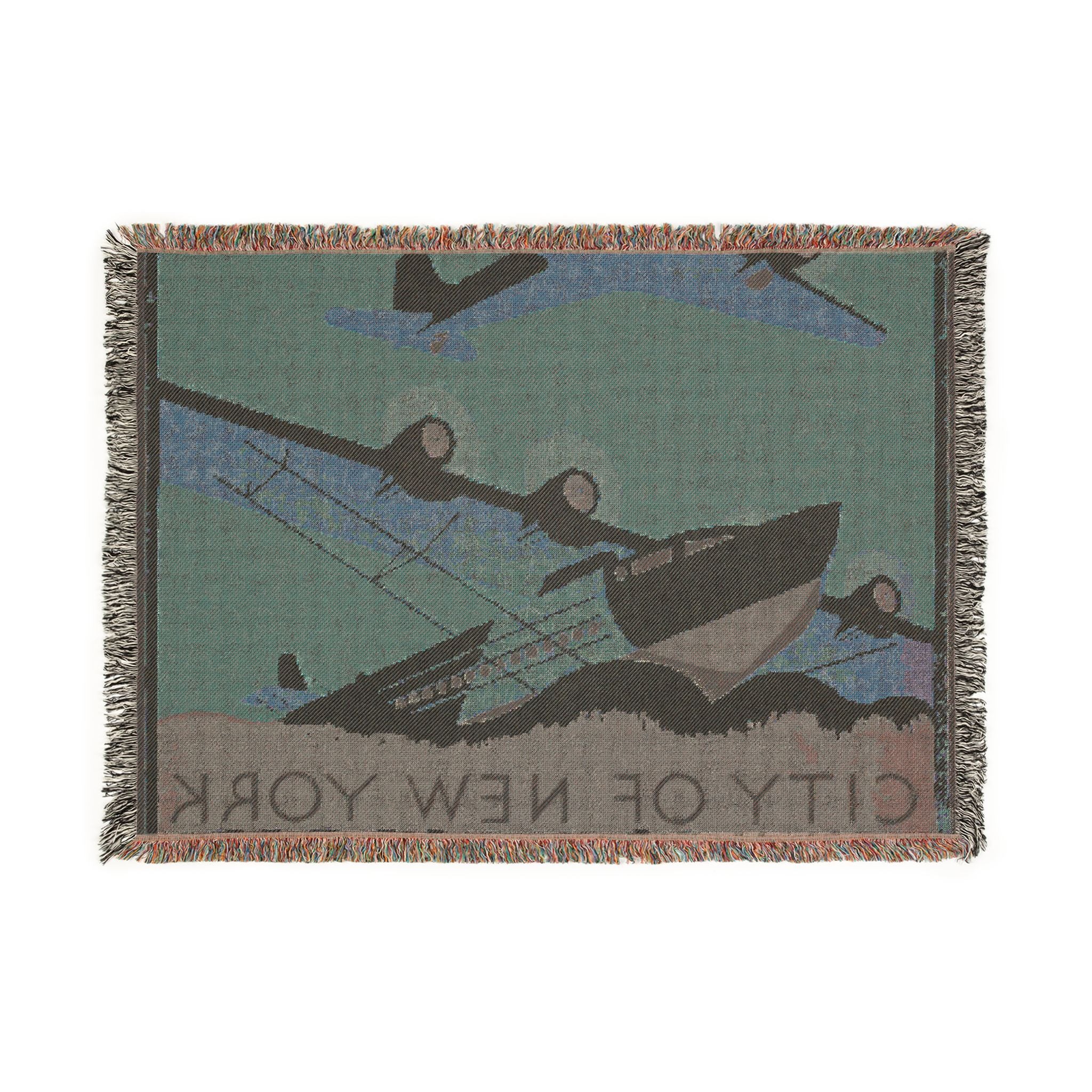 city-of-new-york-municipal-airports-wpa-federal-art-project | Woven Tapestry Blanket - Image 4