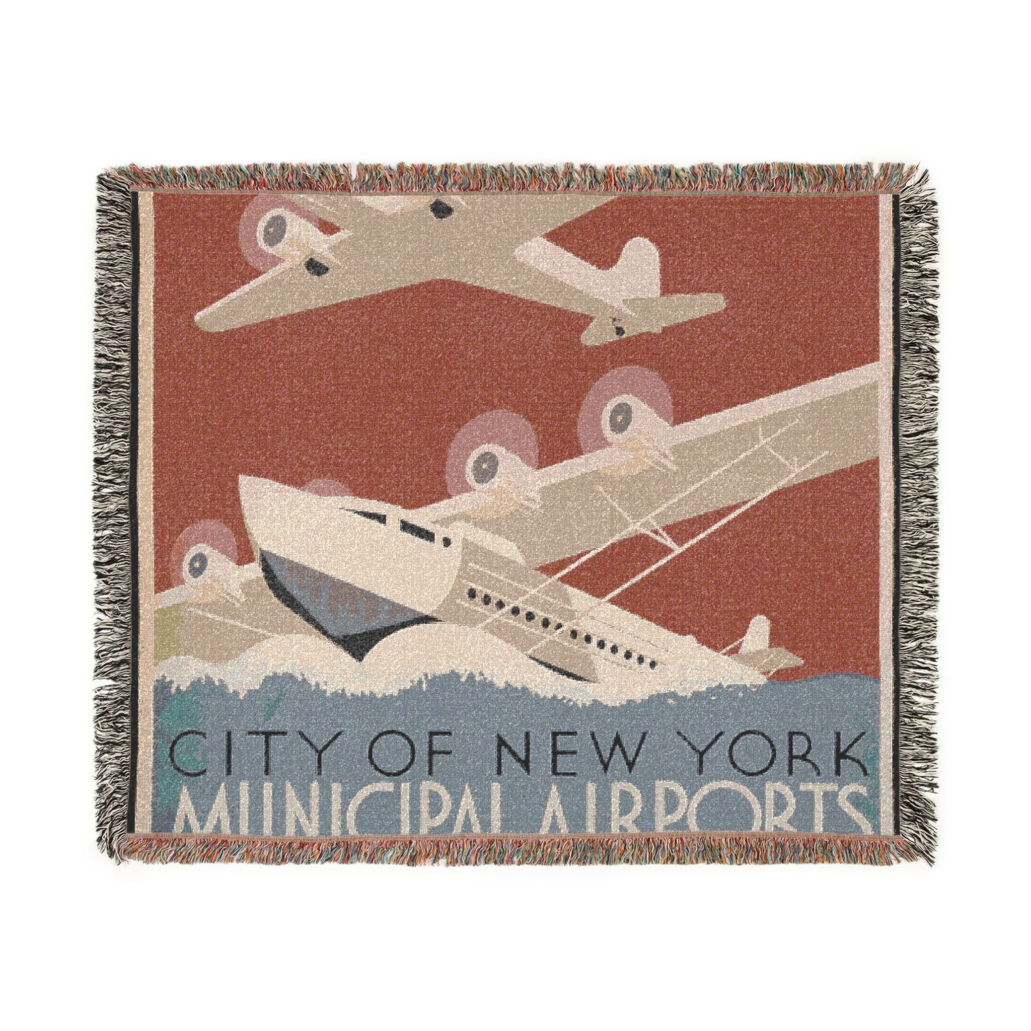 city-of-new-york-municipal-airports-wpa-federal-art-project | Woven Tapestry Blanket - Image 7