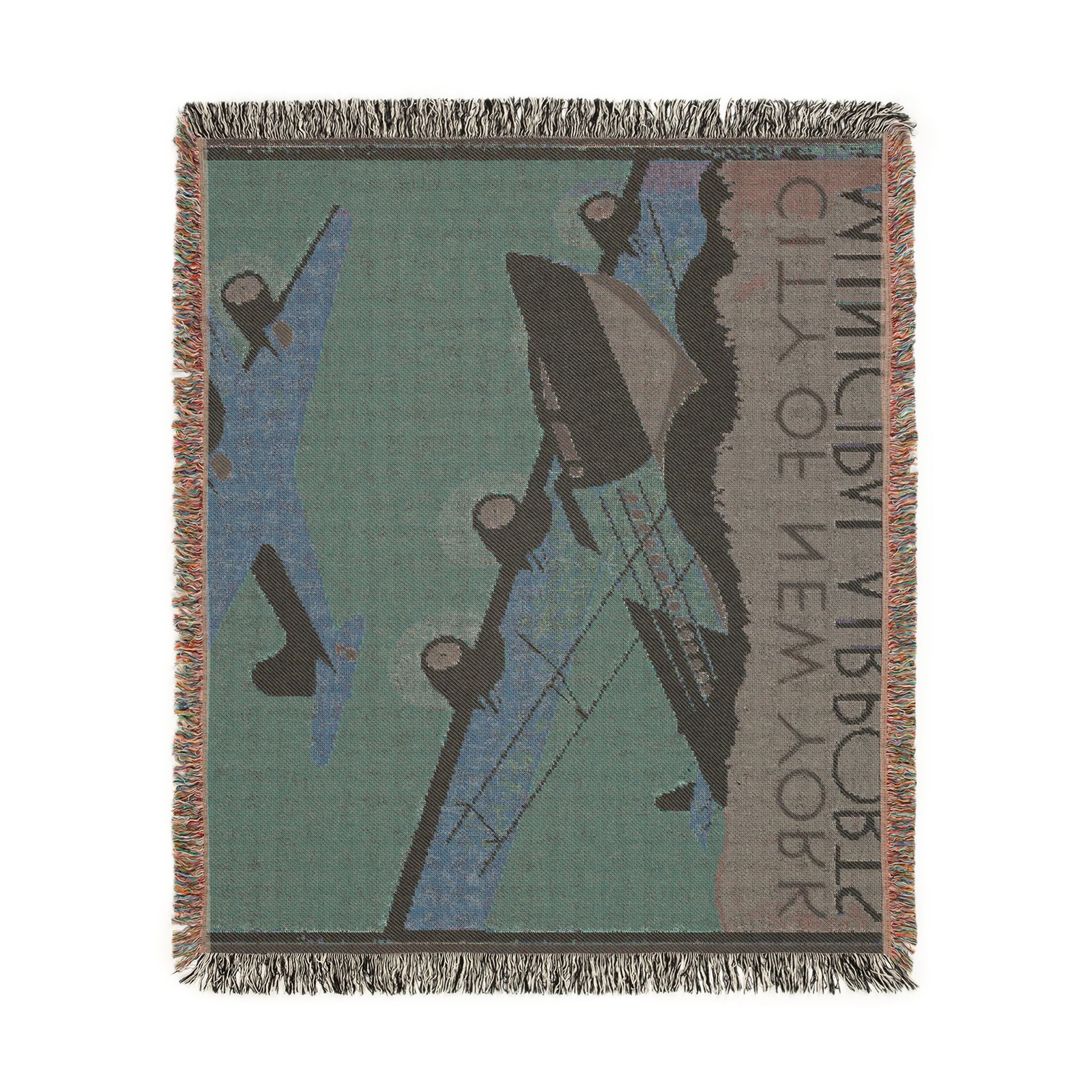 city-of-new-york-municipal-airports-wpa-federal-art-project | Woven Tapestry Blanket - Image 9