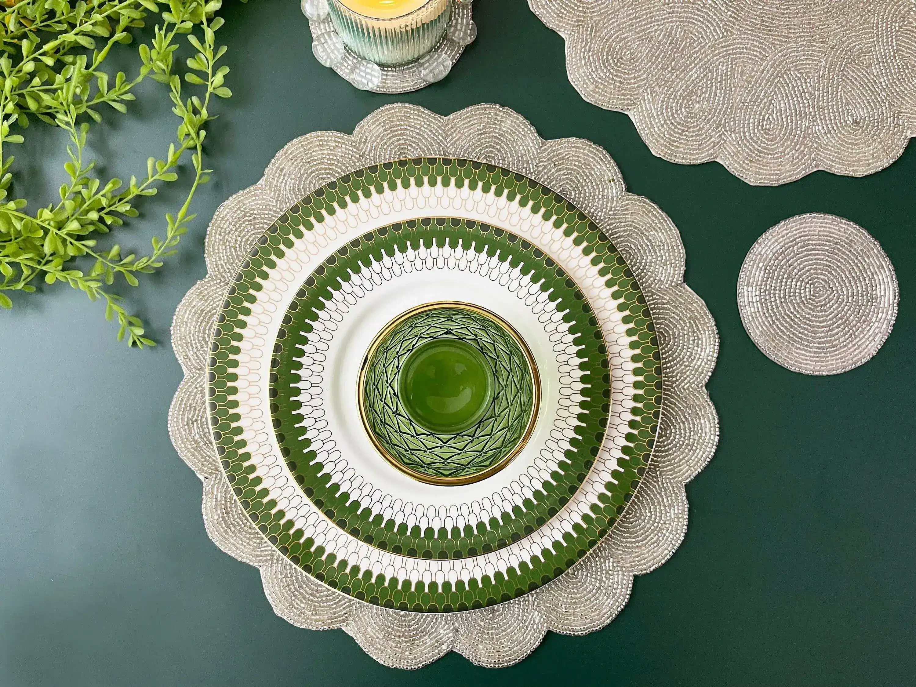 Classic Bead Scalloped Placemat - Silver - Image 4