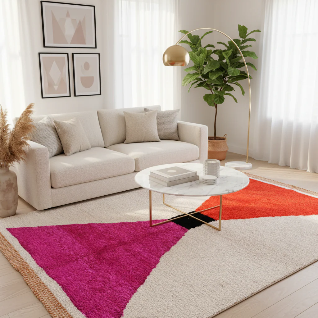 Classic Bow Moroccan Berber Handwoven Wool Area Rug - Pink - Image 3