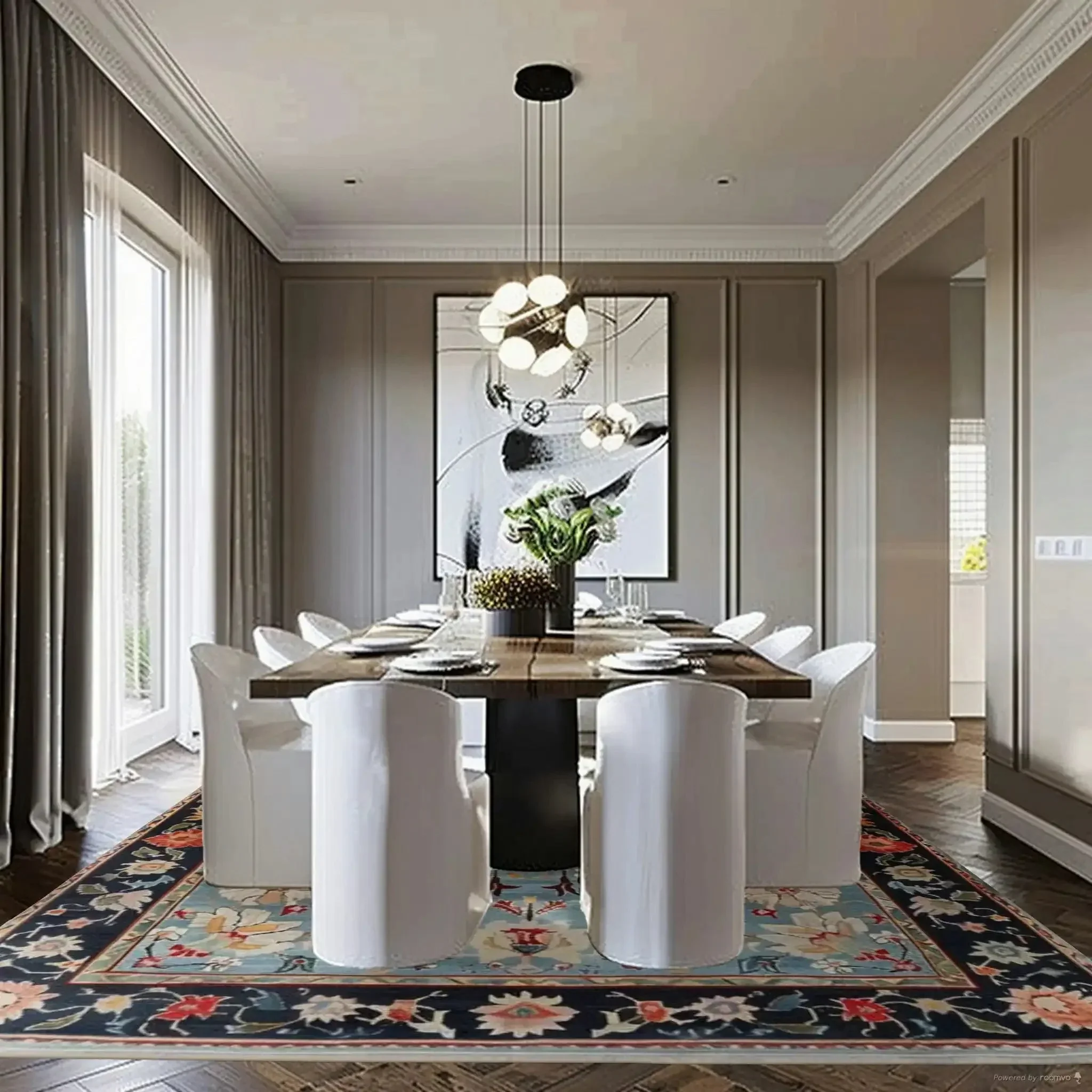 Classic Flower Vine Hand Knotted Area Rug - Image 2