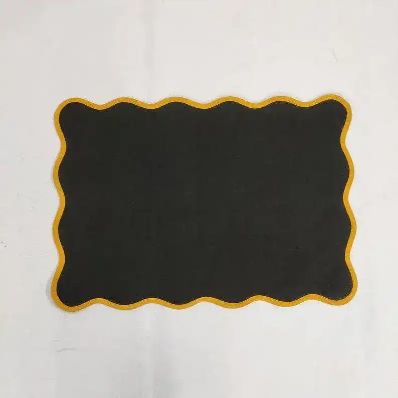Black Classic Scallop Cotton Placemat Set of 4 - Image 6