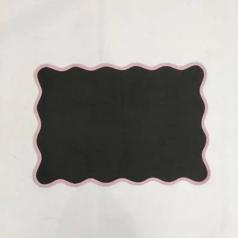 Black Classic Scallop Cotton Placemat Set of 4 - Image 9