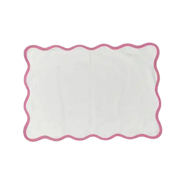 Classic Solid Scalloped Cotton Placemats - Image 2