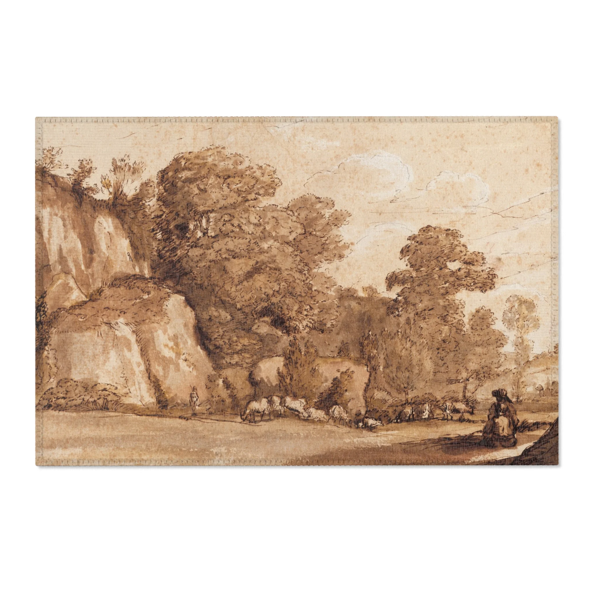 Claude Lorrain - A Rocky Hillside | Area Rug - Image 4