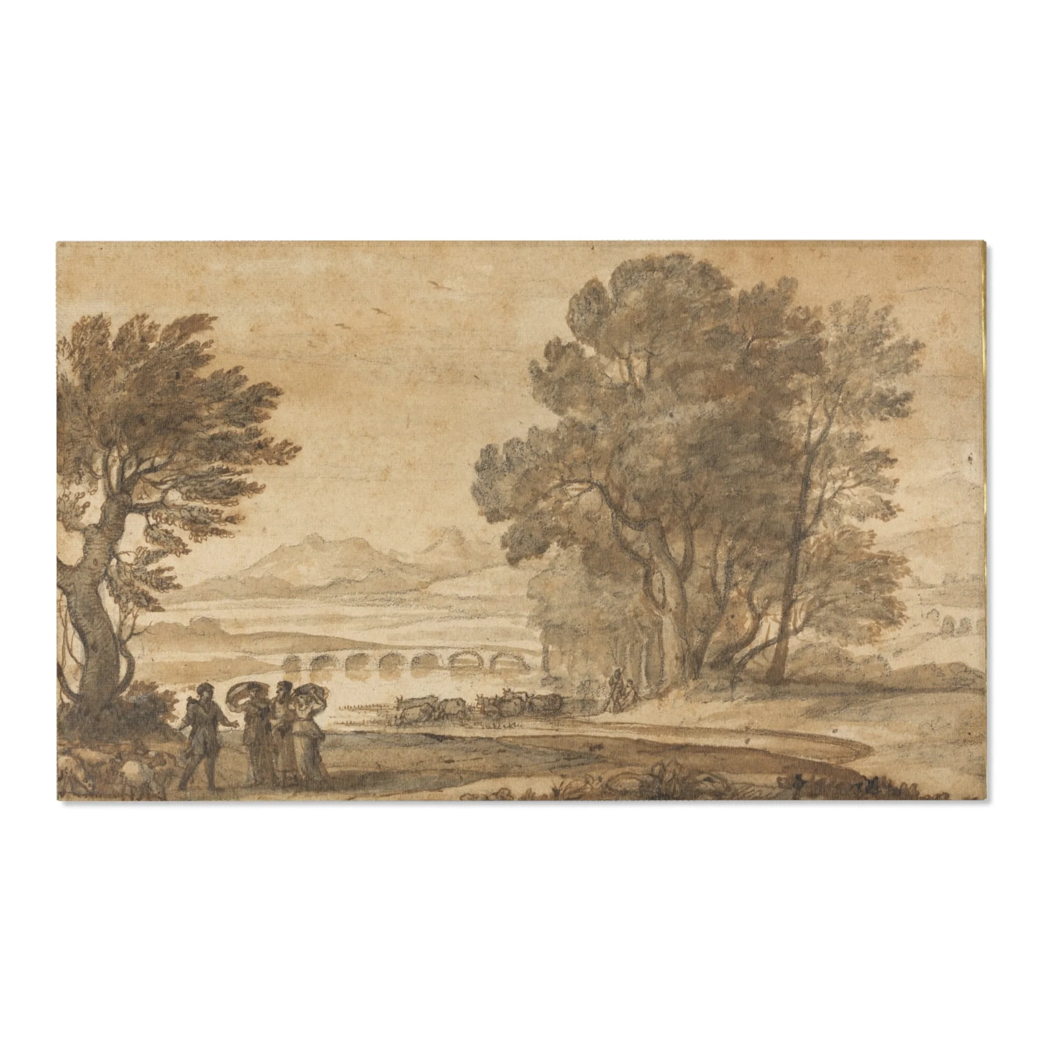 Claude Lorrain - A Wooded River Landscape with Jacob, Laban, and His Daughters | Area Rug - Image 5