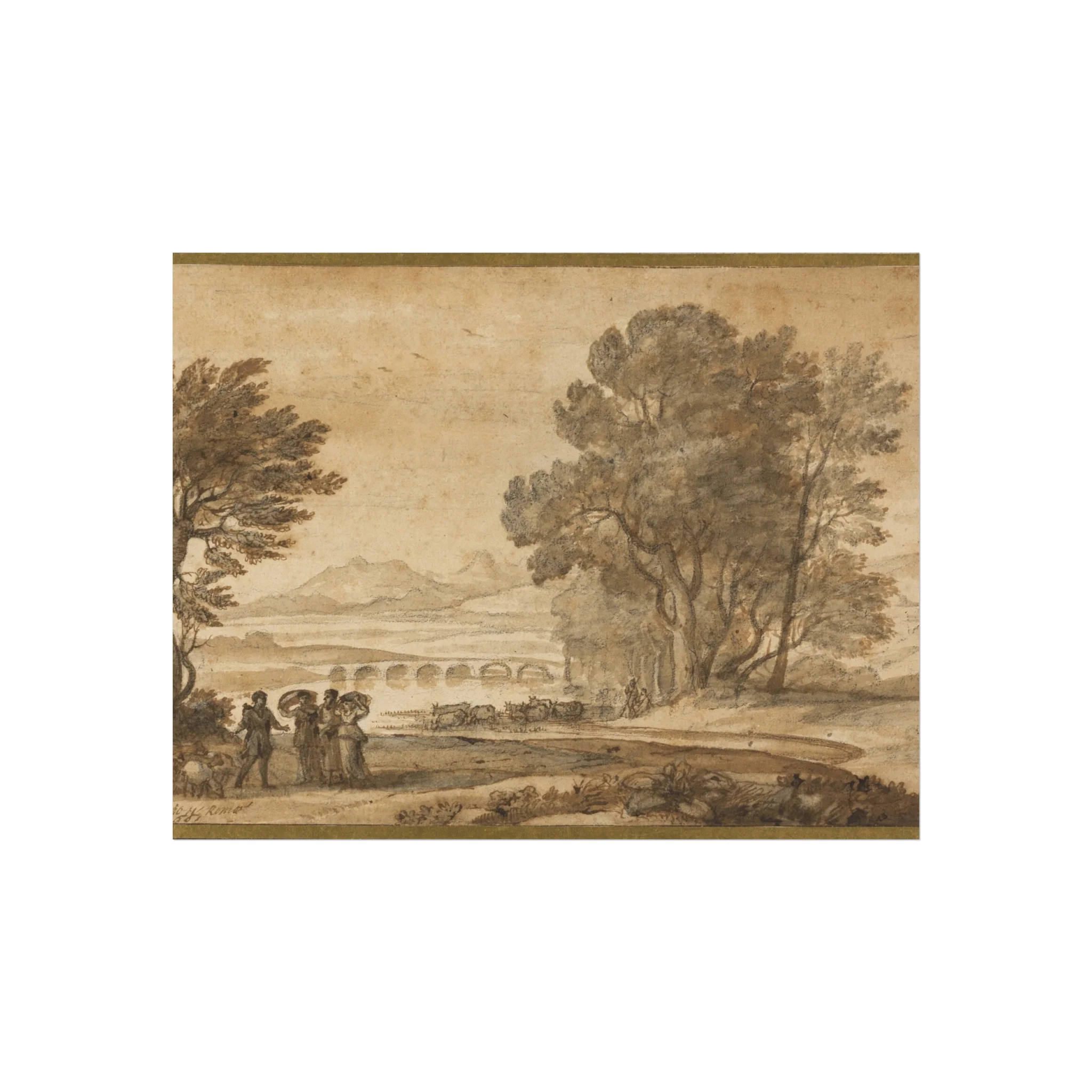 Claude Lorrain - A Wooded River Landscape with Jacob, Laban, and His Daughters | Fine Art Poster