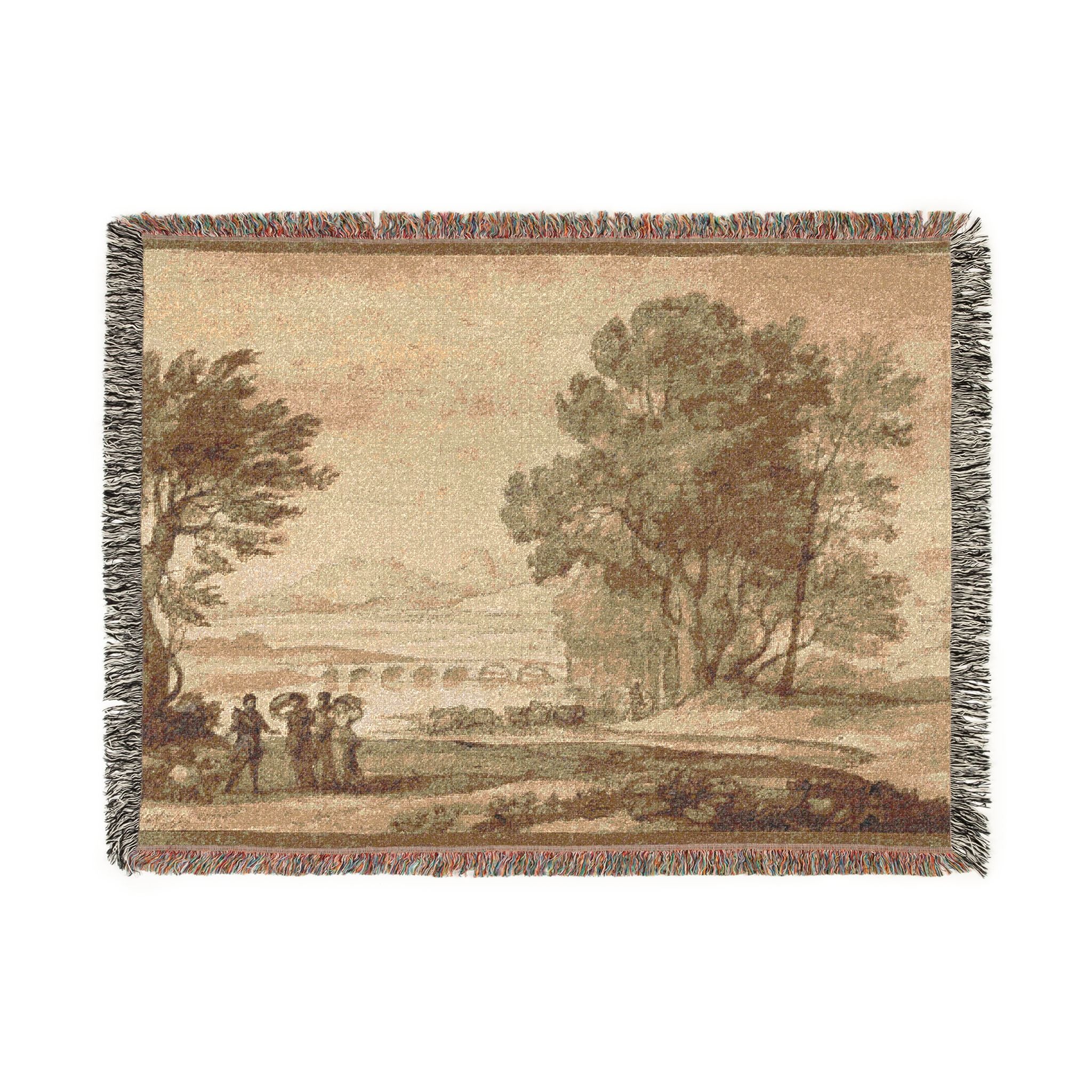 Claude Lorrain - A Wooded River Landscape with Jacob, Laban, and His Daughters | Woven Tapestry Blanket - Image 10
