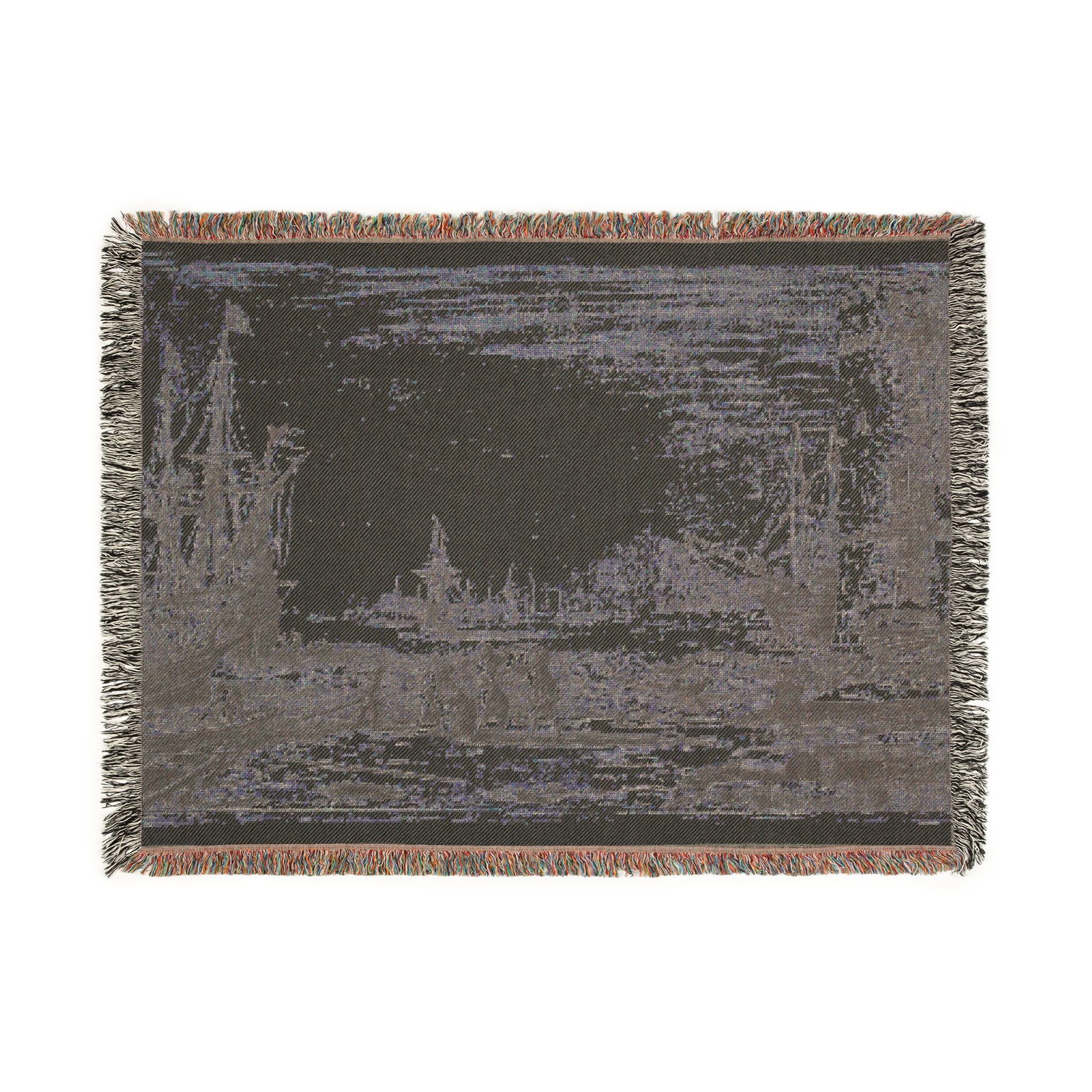 Claude Lorrain - Harbor with a Large Tower | Woven Tapestry Blanket - Image 12