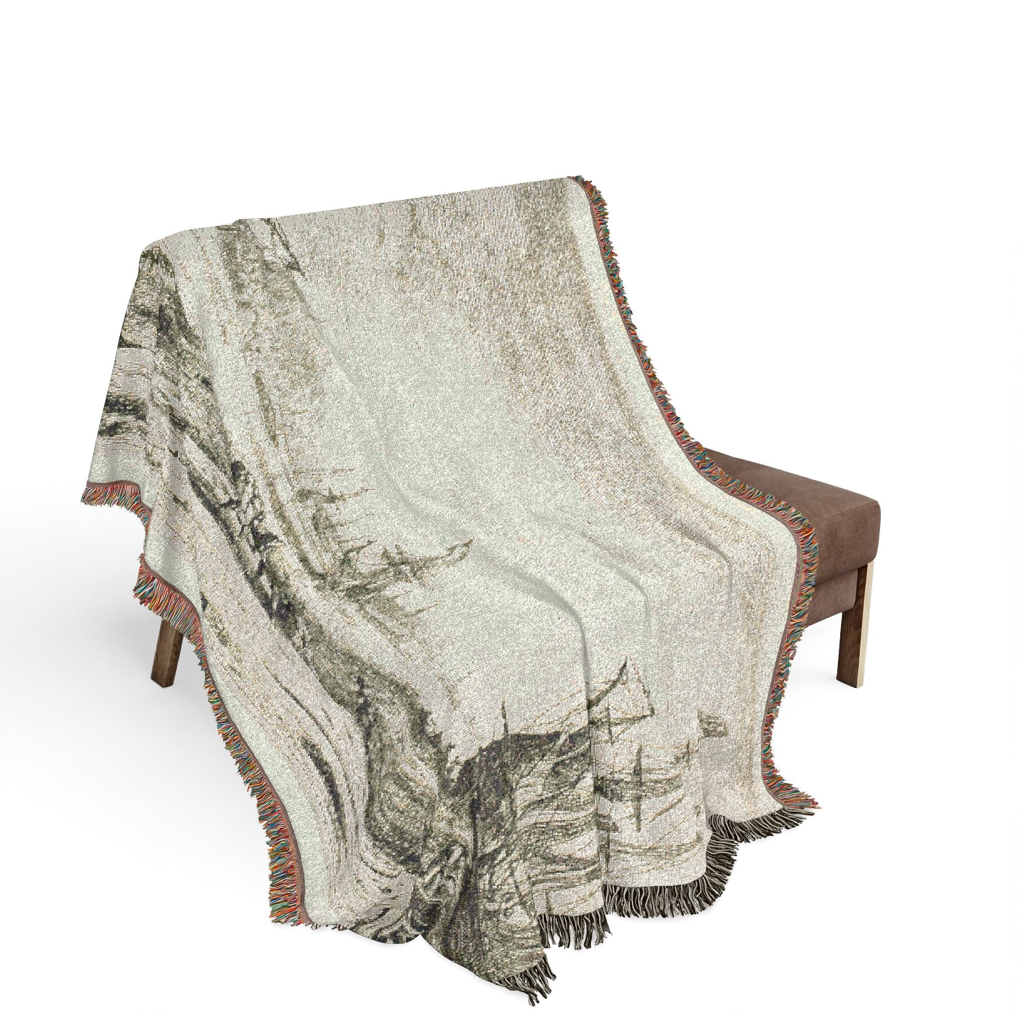 Claude Lorrain - Harbor with a Large Tower | Woven Tapestry Blanket - Image 3