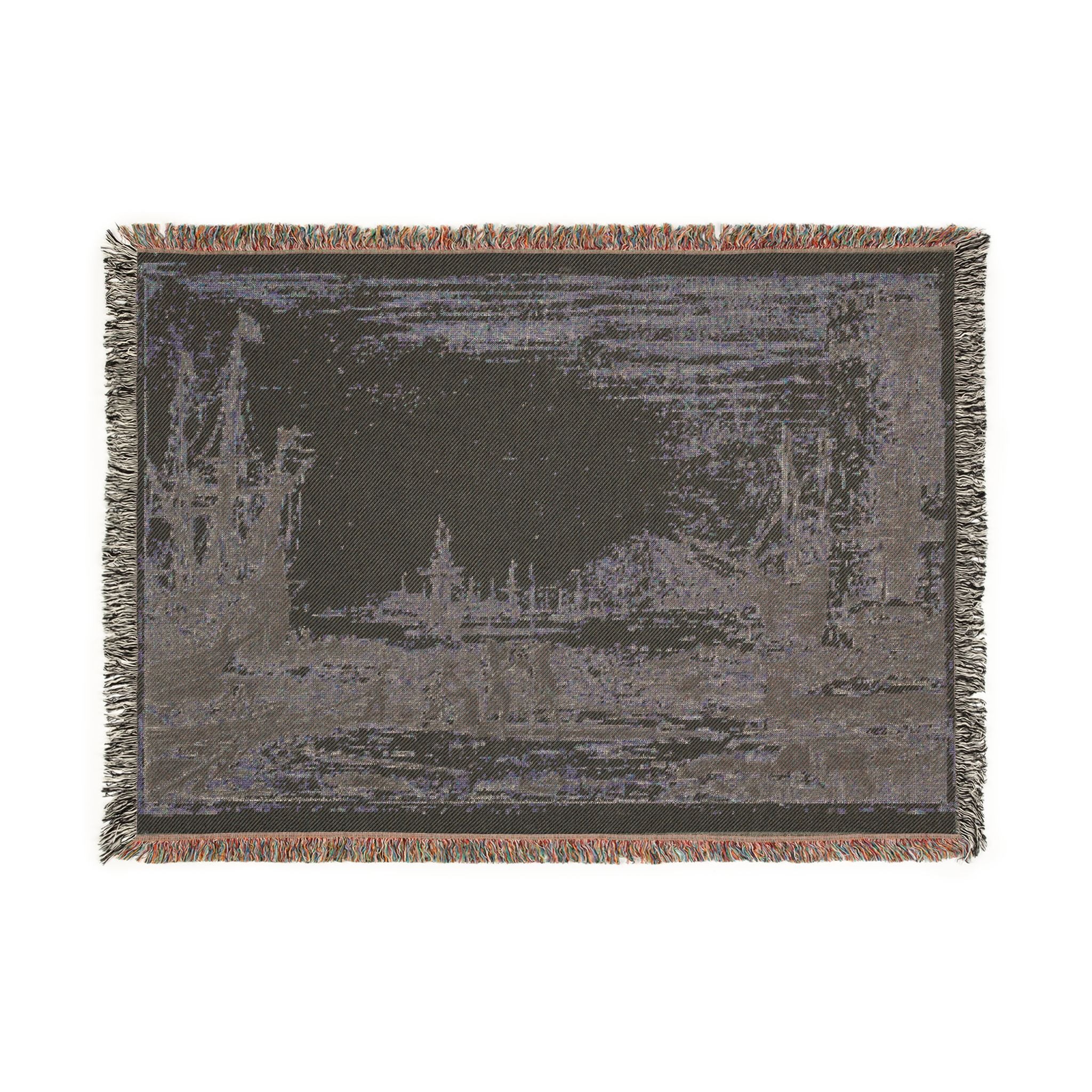 Claude Lorrain - Harbor with a Large Tower | Woven Tapestry Blanket - Image 4