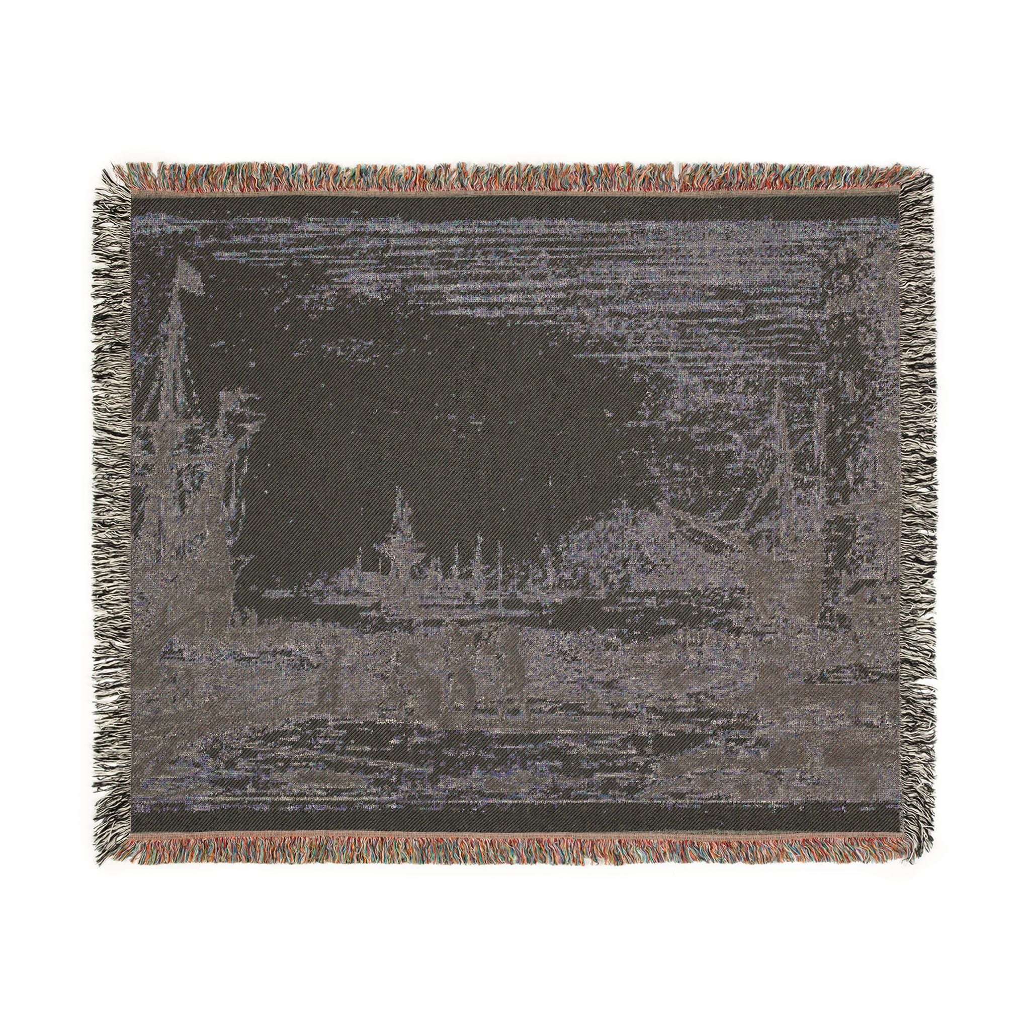 Claude Lorrain - Harbor with a Large Tower | Woven Tapestry Blanket - Image 8