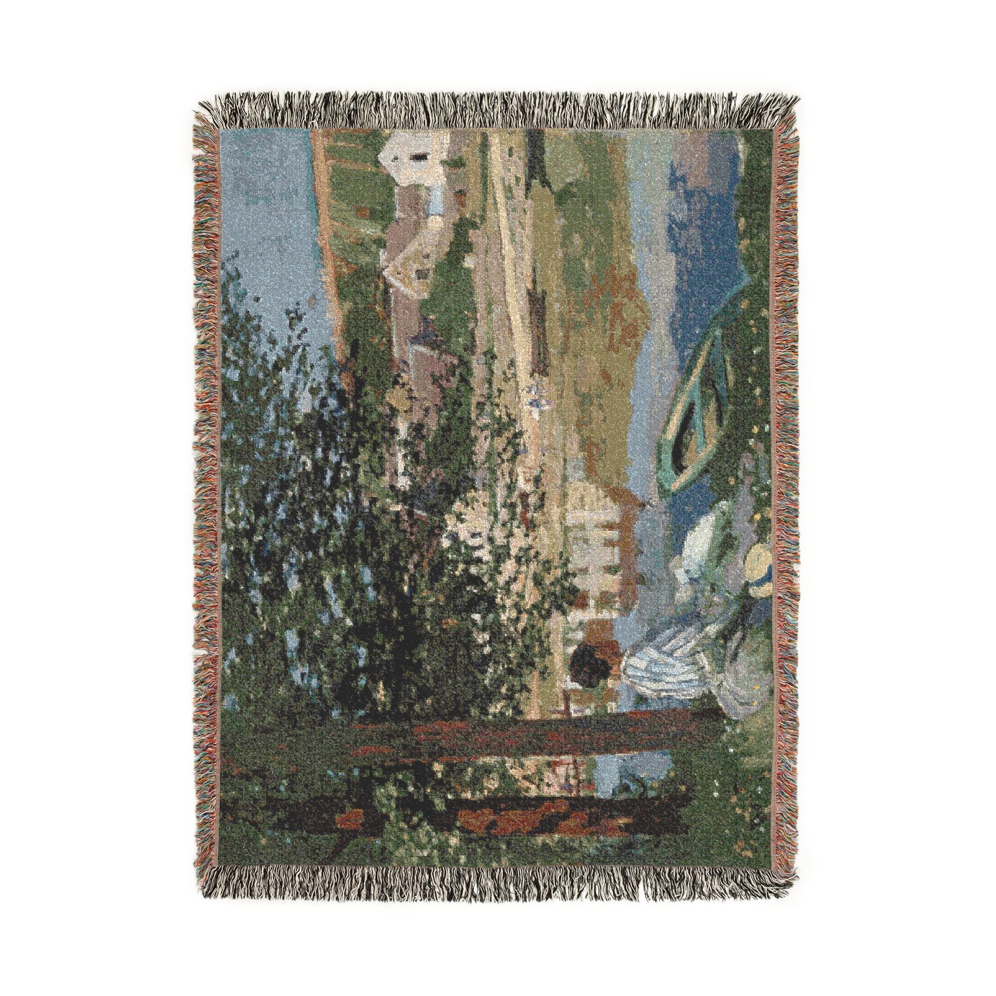 Claude Monet - On the Bank of the Seine, Bennecourt | Woven Tapestry Blanket - Image 11