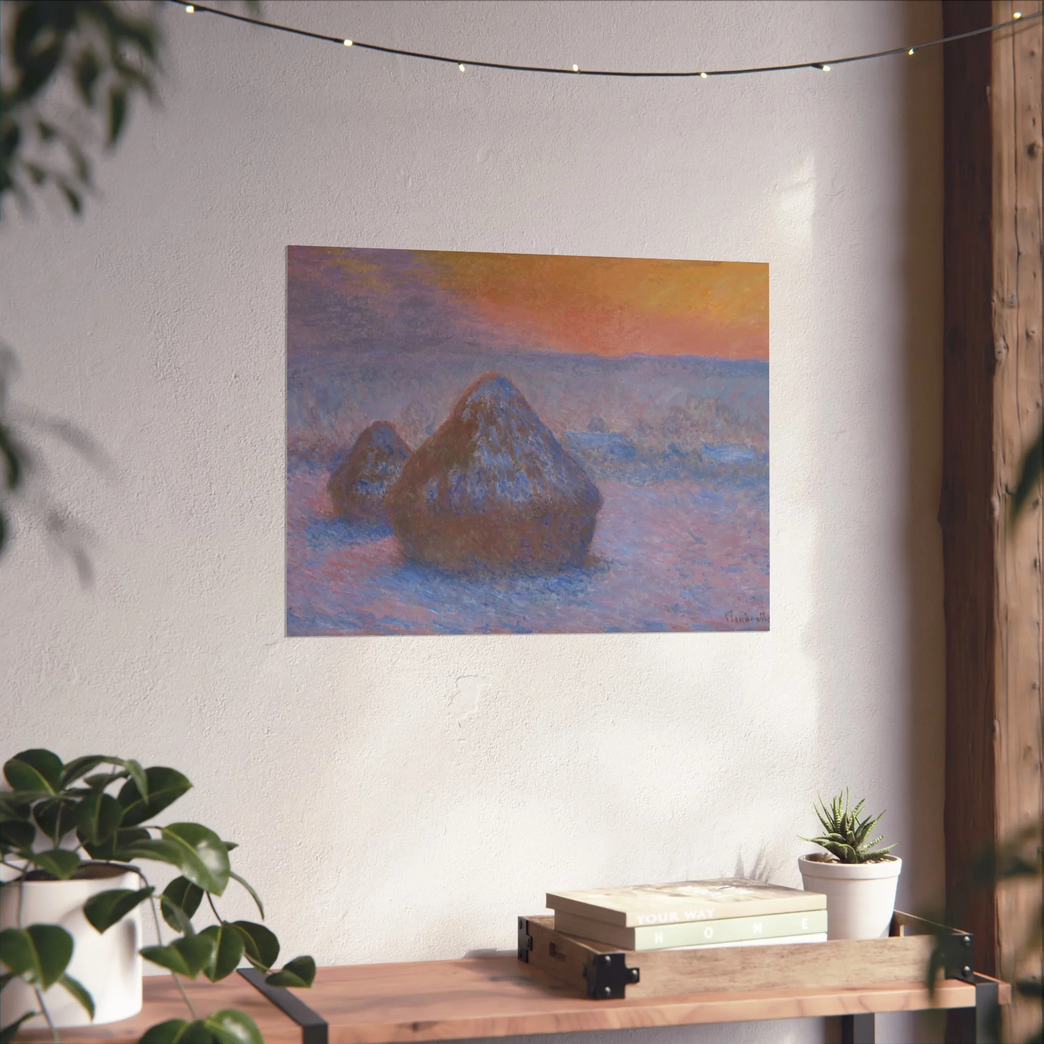 Claude Monet - Stacks of Wheat (Sunset, Snow Effect) | Fine Art Poster - Image 10