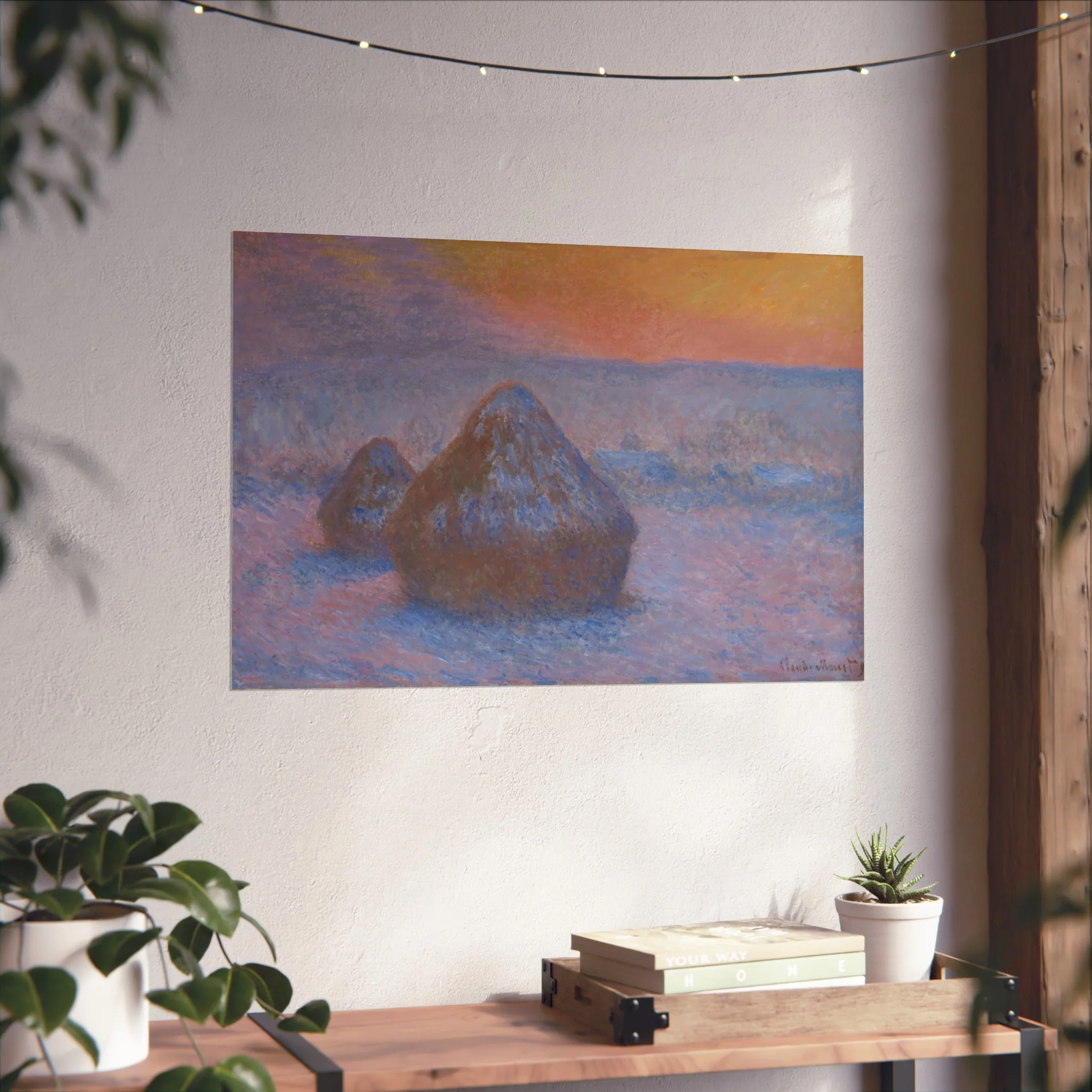 Claude Monet - Stacks of Wheat (Sunset, Snow Effect) | Fine Art Poster - Image 12