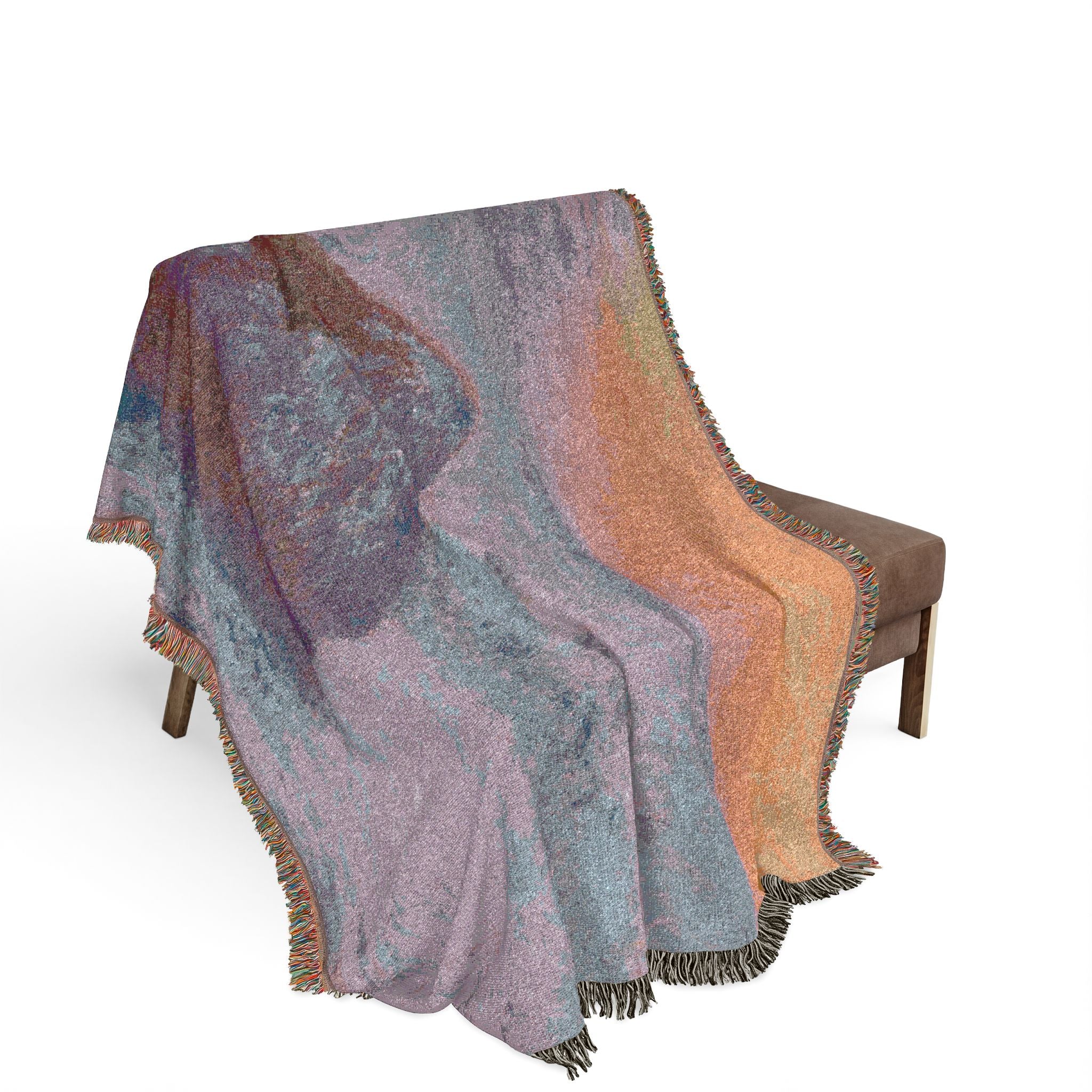 Claude Monet - Stacks of Wheat (Sunset, Snow Effect) | Woven Tapestry Blanket - Image 3