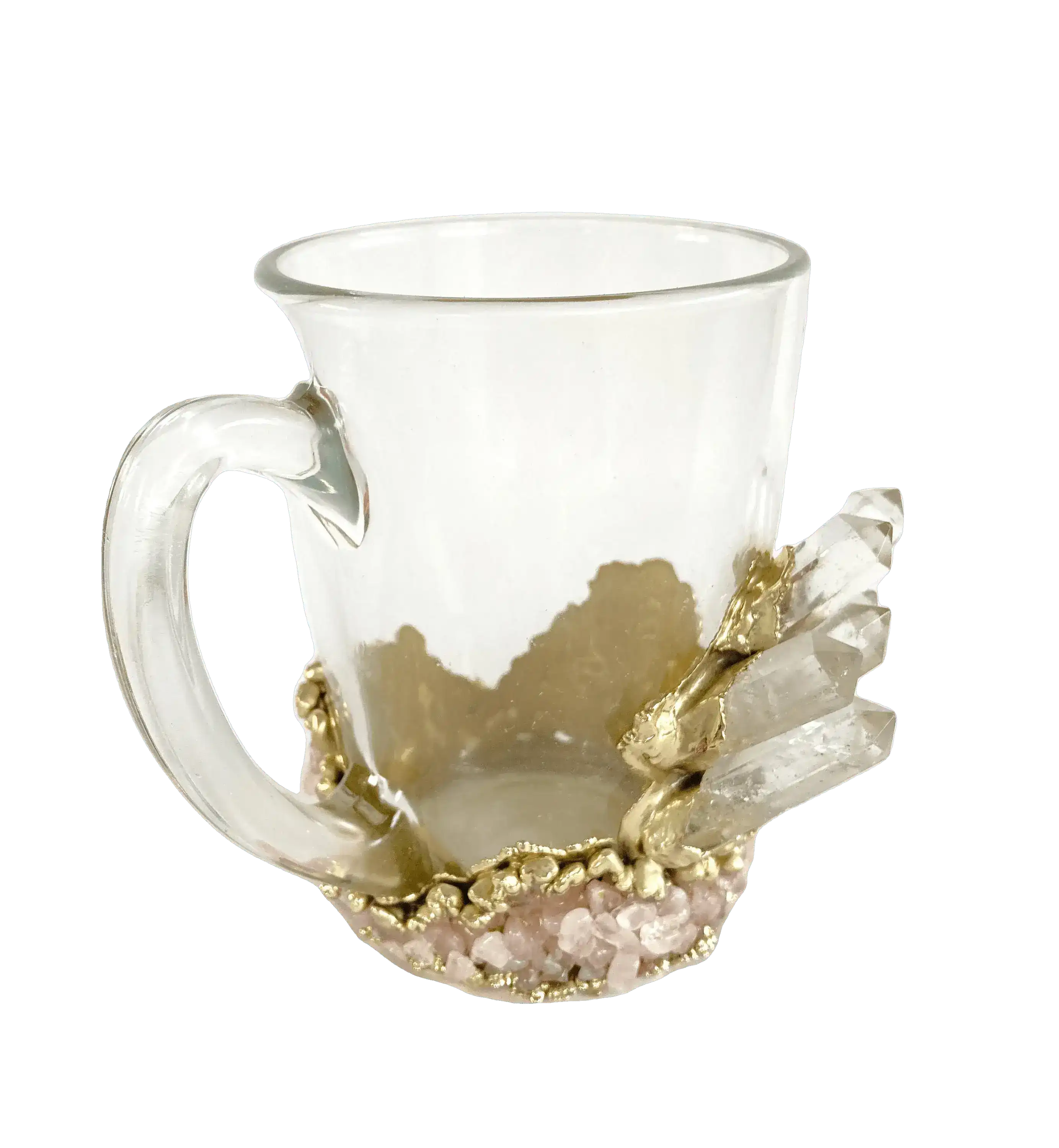 Clear and Rose Quartz Marbled Glass Coffee Mug - Set of 2 - Image 2