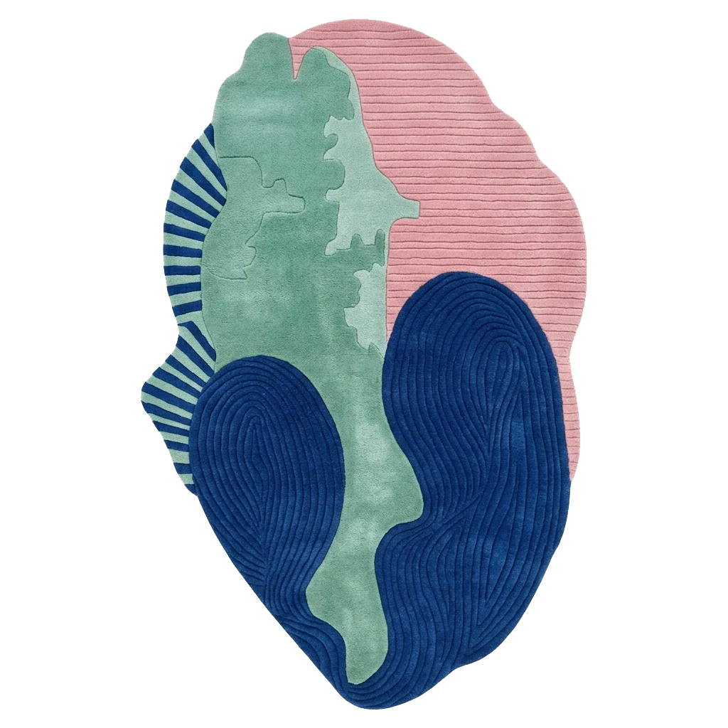 Cobalt Canvas Curvatures Hand Tufted Rug