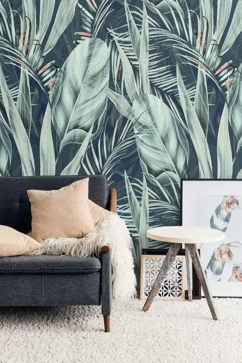 Coconut and Banana Leaves Watercolor Wallpaper - Image 7