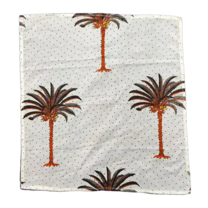 Coconut Tree Hand Block Printed Cotton Napkins - Image 3