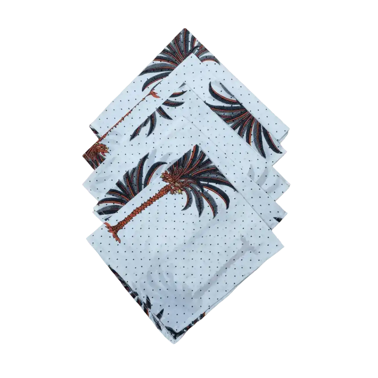 Coconut Tree Hand Block Printed Cotton Napkins - Image 4
