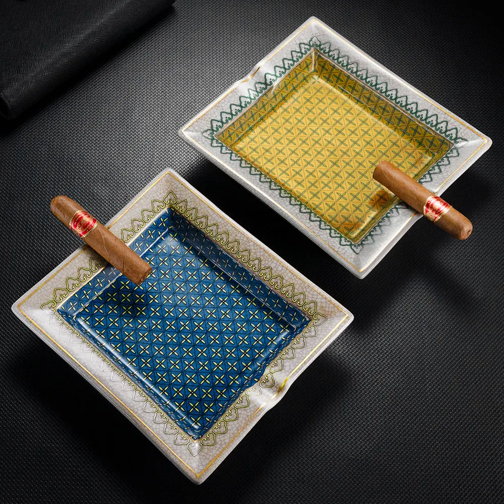 Color-Glaze Ceramic Cigar Ashtray