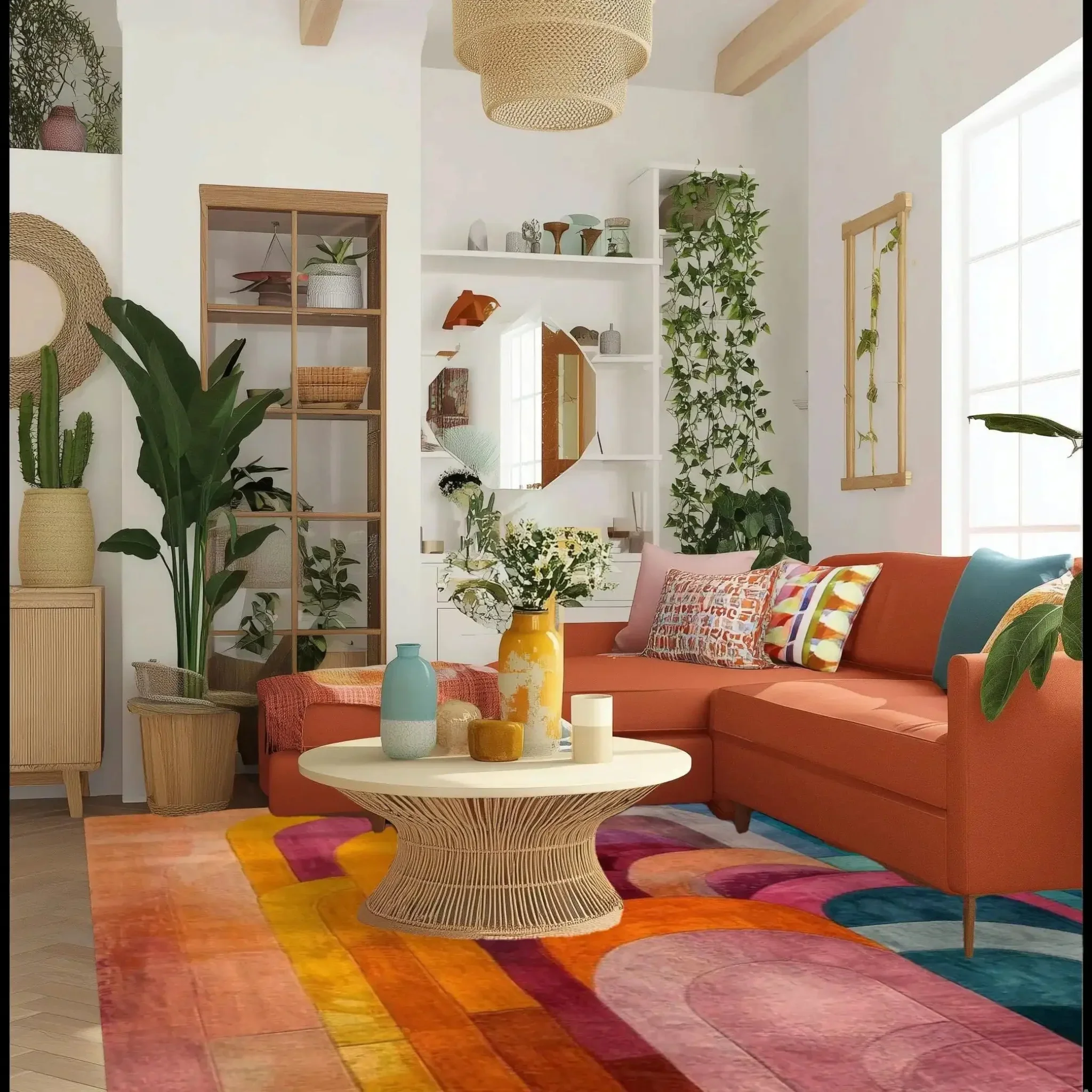 Colorful Abstract Hand Tufted Rug - Image 3