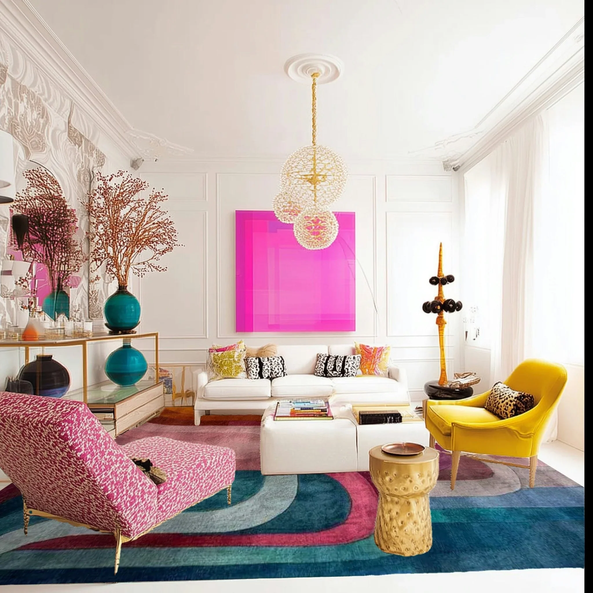 Colorful Abstract Hand Tufted Rug - Image 4